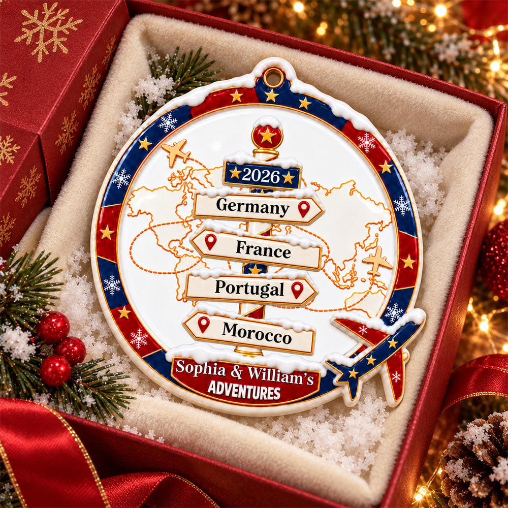 Travel Couple Goal, Destination Of All Year - Real 3D Ceramic Ornament