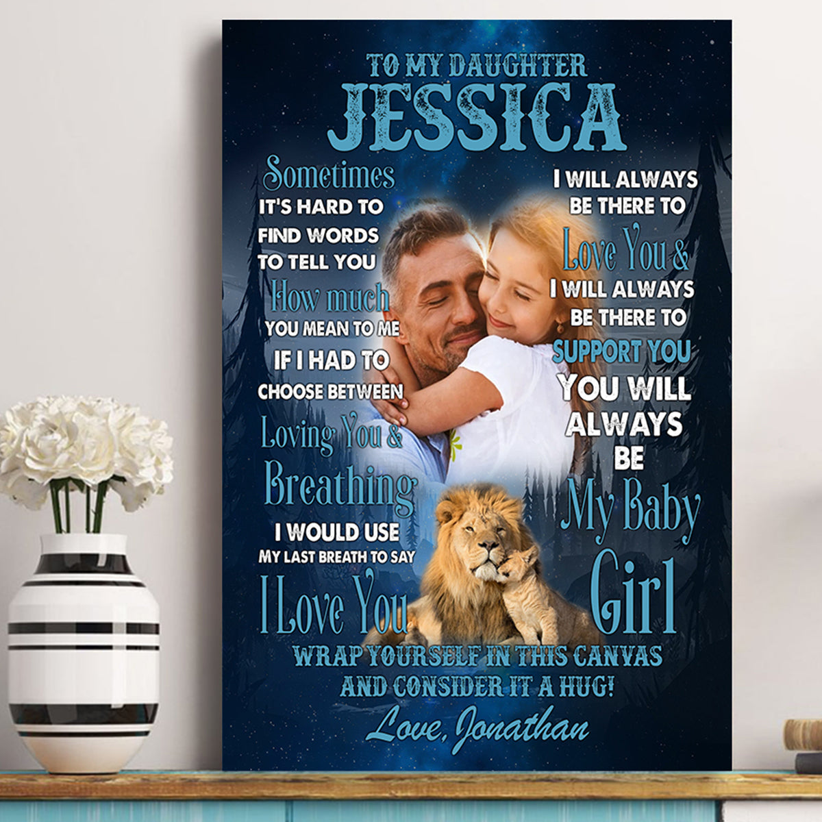 To My Daughter Lion Dad Mom Upload Photo - Personalized Canvas - Gift For Daughter 16.jpg