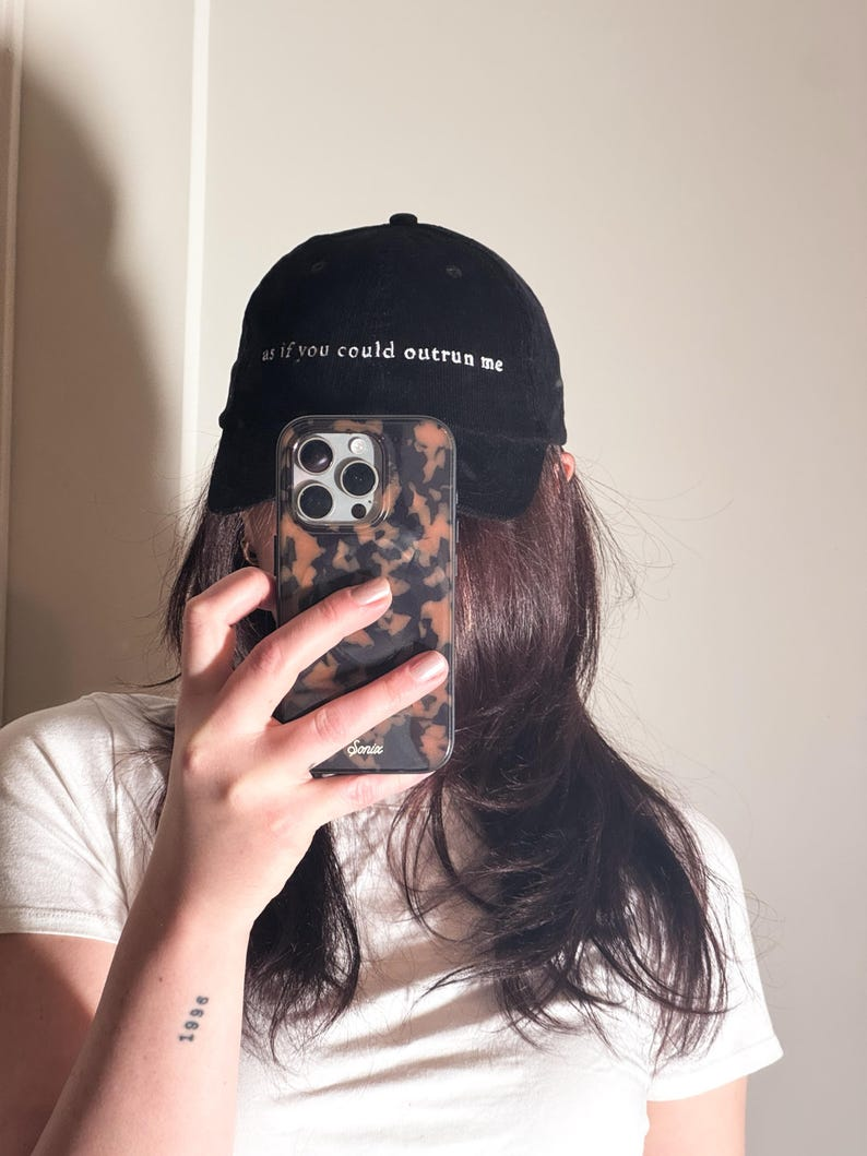 As If You Could Outrun Me Embroidered Corduroy Hat Minimalist Twilight Inspired Cap 1759375712804.png