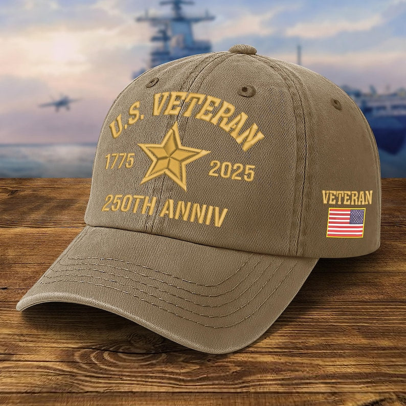 Embroidered Veteran Hats 250th Anniv Military Cap Embroidered Patch Design Adjustable Baseball Cap Fathers Day Gift Vets Gifts 1759720858341.jpg