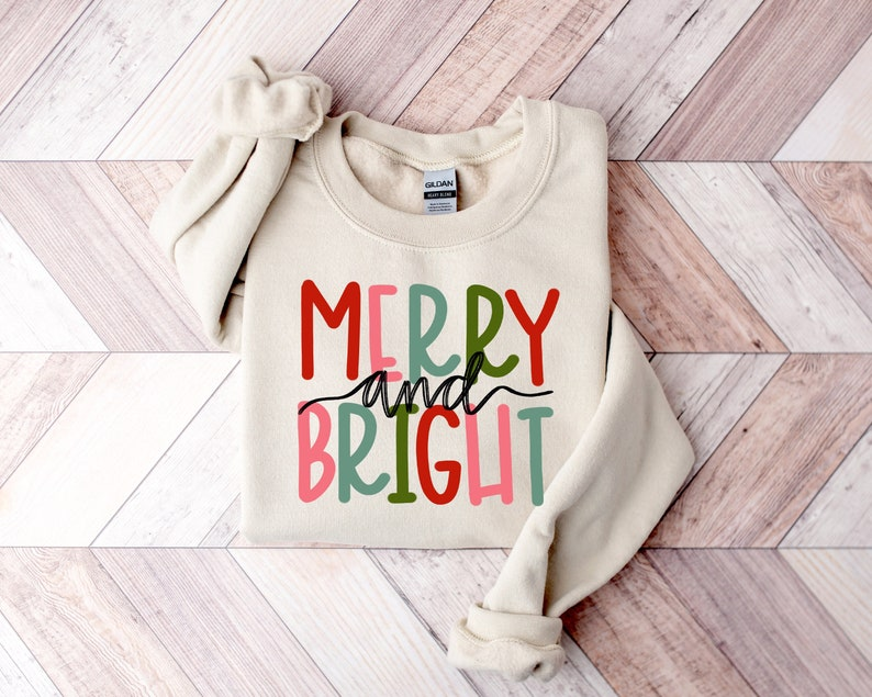 Merry And Bright Sweatshirt Christmas Sweatshirt Family Christmas Sweatshirt Christmas Sweatshirts For Women Merry Christmas Sweatshirt 1760584928565.png