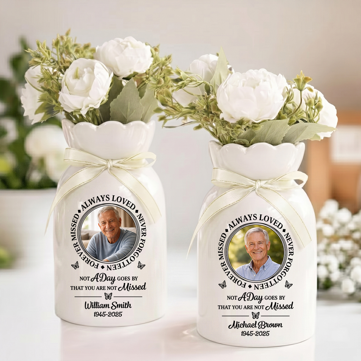 Always Loved Personalized Custom Ribbon Tie Flower Vase