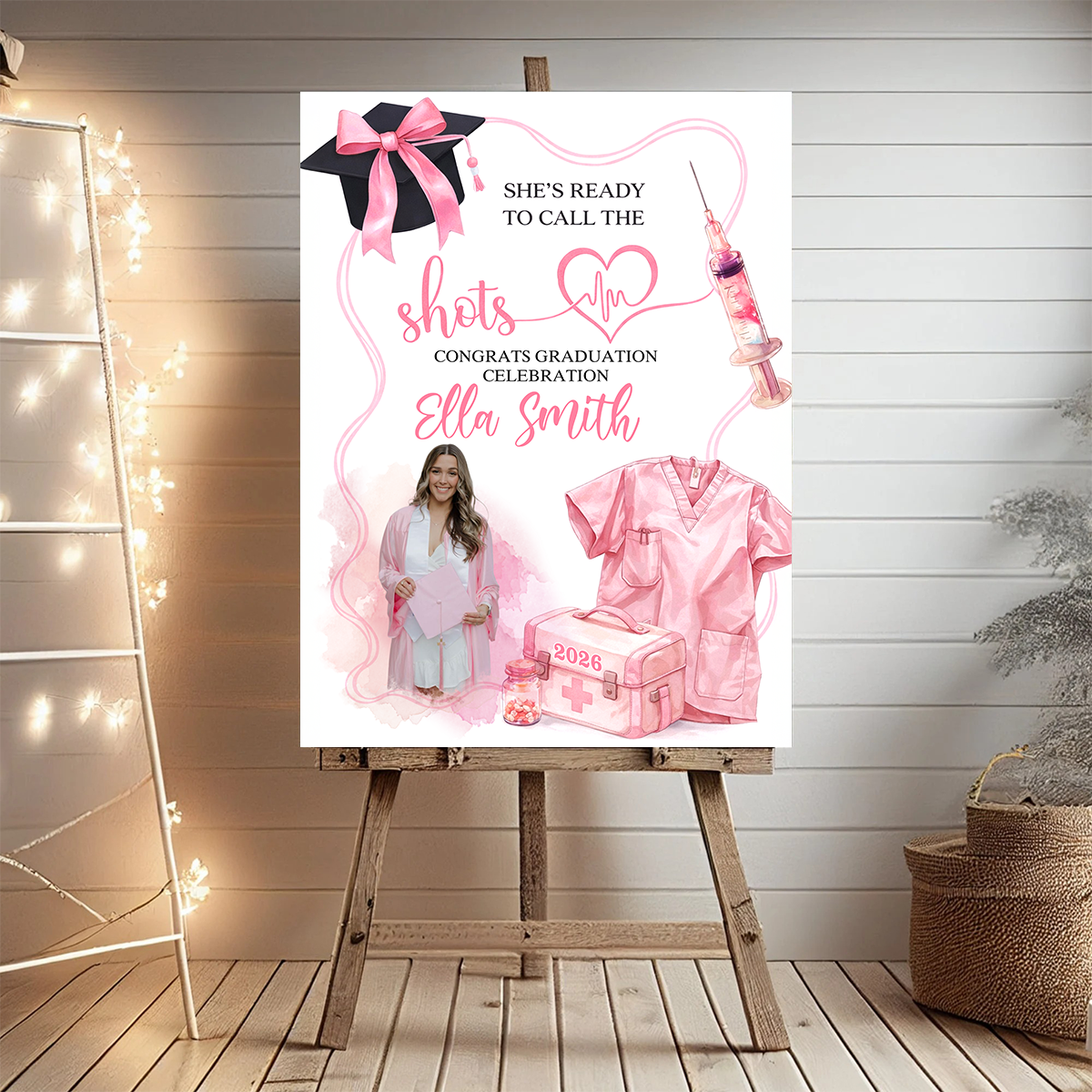 She Is Ready To Call The Shots - Graduation Welcome Sign Custom Photo Party Sign