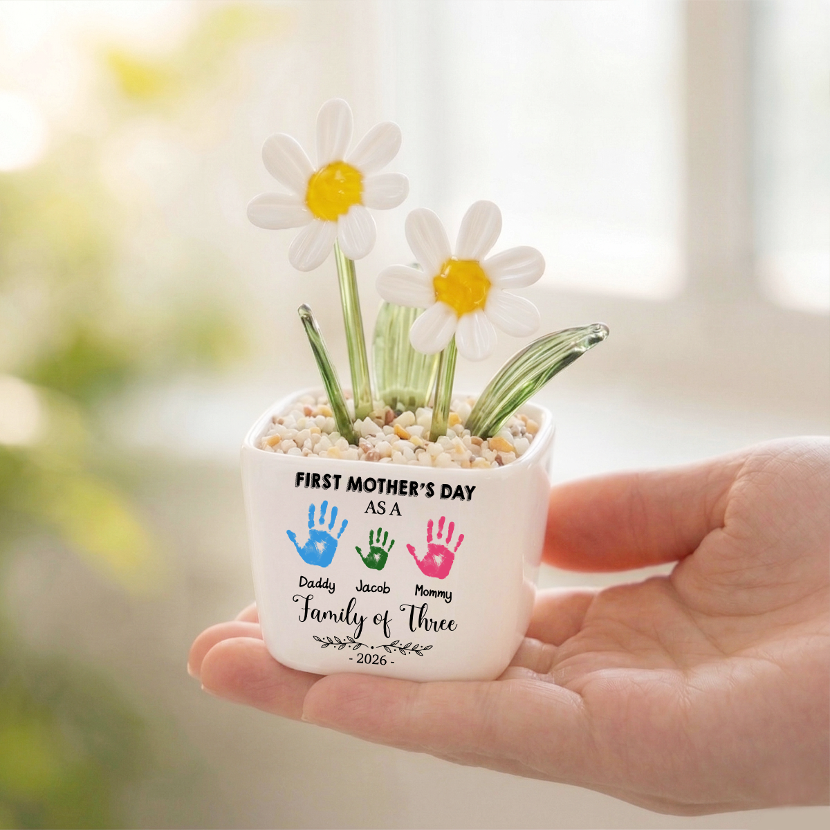First Mother's Day Personalized Glass Everlasting Flower