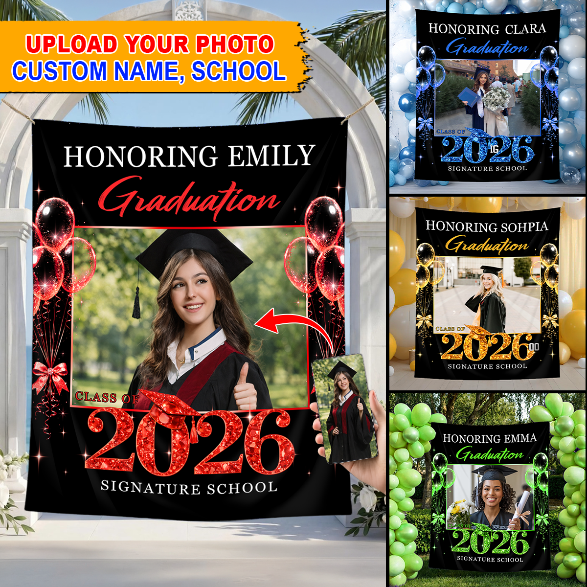 Class of 2026 Backdrop Personalized Graduation Backdrop