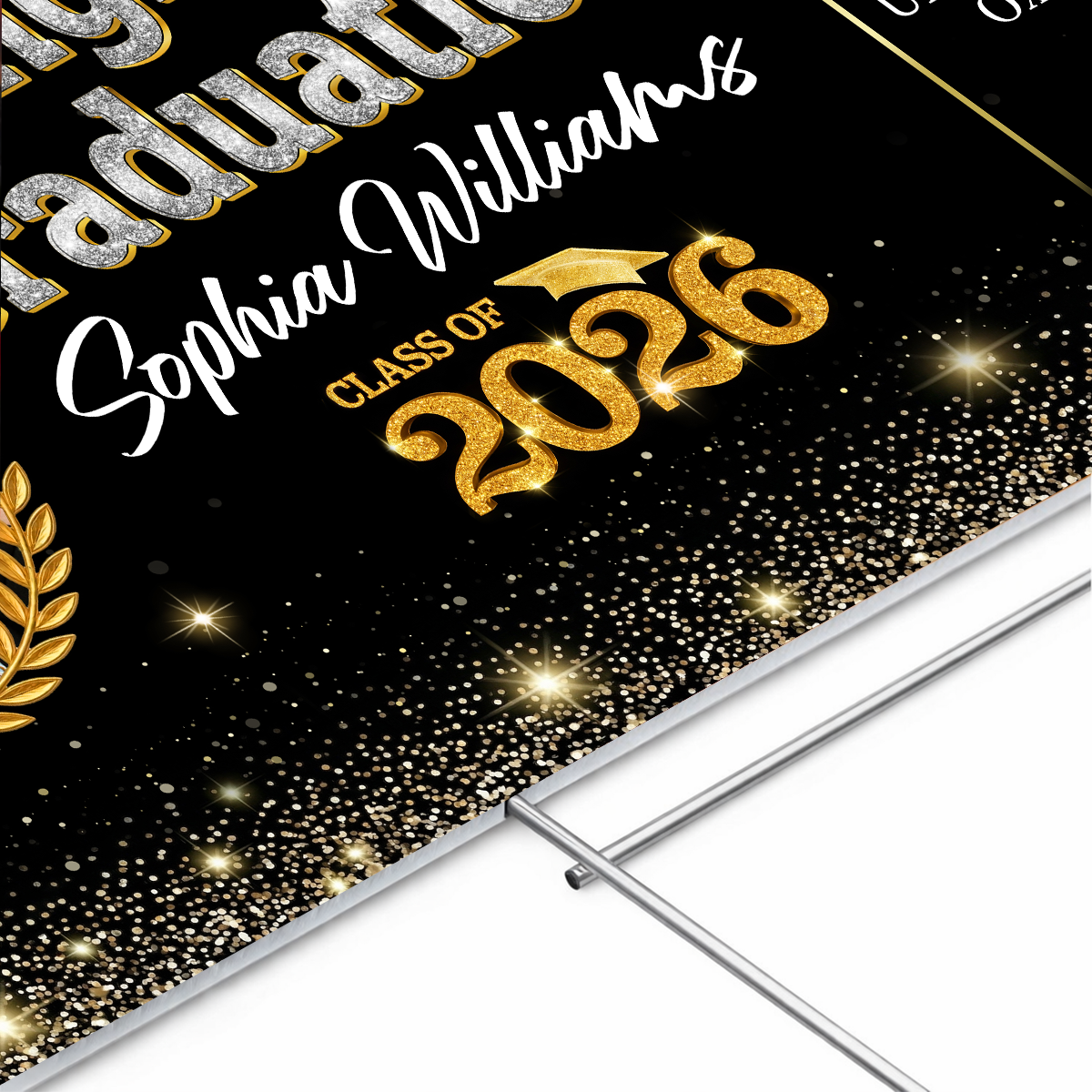 Glitter 26 Graduation Yard Sign Class of 2026 Lawn Sign