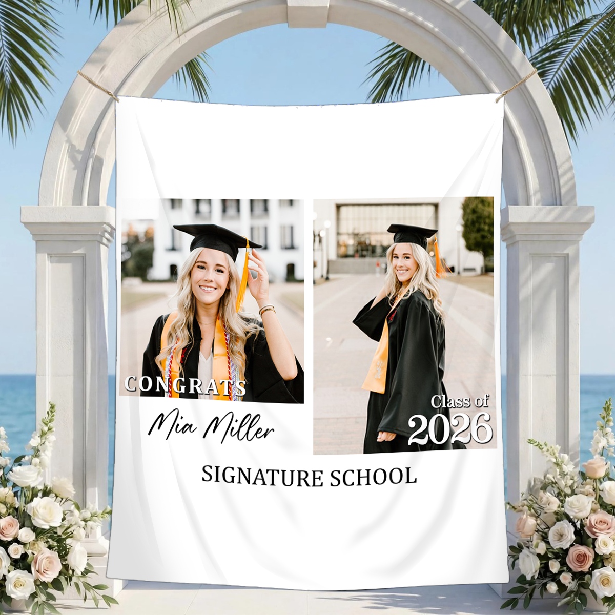 Minimalist Party Backdrop Personalized Graduation Decor