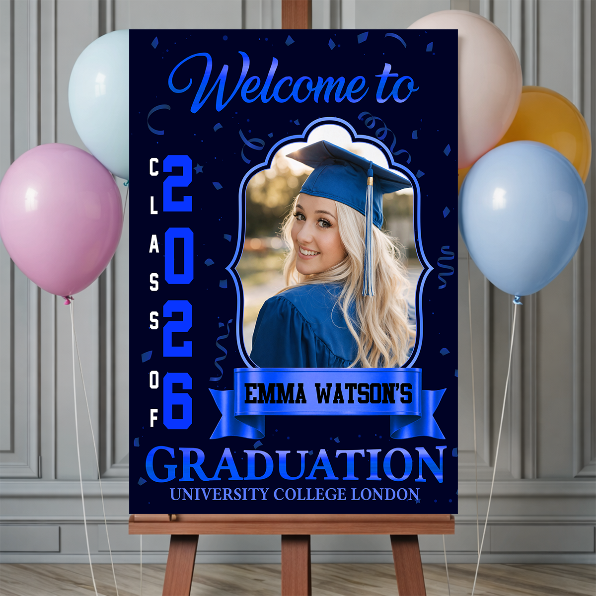 Class Of 2026 Gold Graduation Personalized Welcome Sign