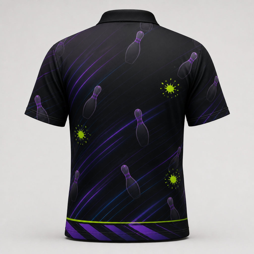 Personalized Neon Avocado Bowling Polo Shirt – Custom Name, All-Over Print