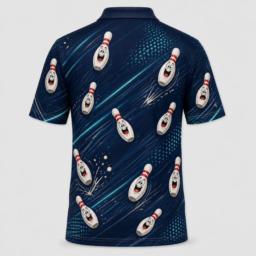 Personalized Rooster Bowling Polo Shirt – Custom Name, All-Over Print