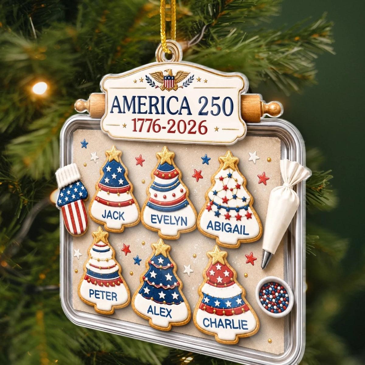 Custom Acrylic Ornament - Personalized America 250th Anniversary Christmas Gifts For Mom, Dad, Brother, Sister - Home Of The Sweet Free 2668f3f5-6ad9-46f5-a54d-997cb1da61c5-banner-3.jpeg