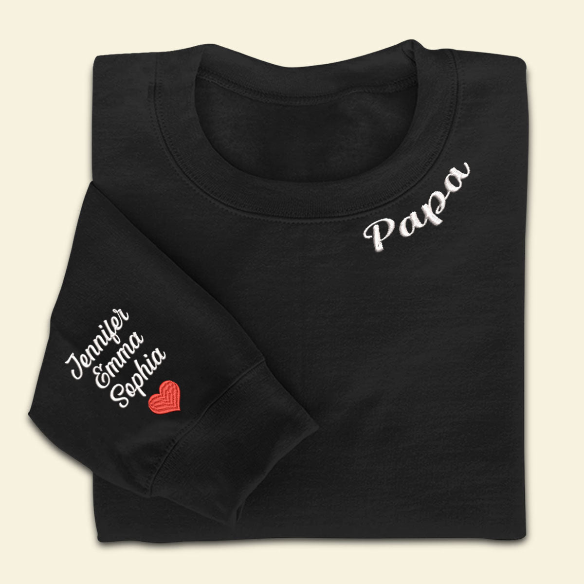 Papa and Kid Neck and Sleeve Embroidered - Personalized Embroidered Apparel - Gift For Father 2_8595dc72-5126-4f11-86c8-13b5bff0a878.jpg
