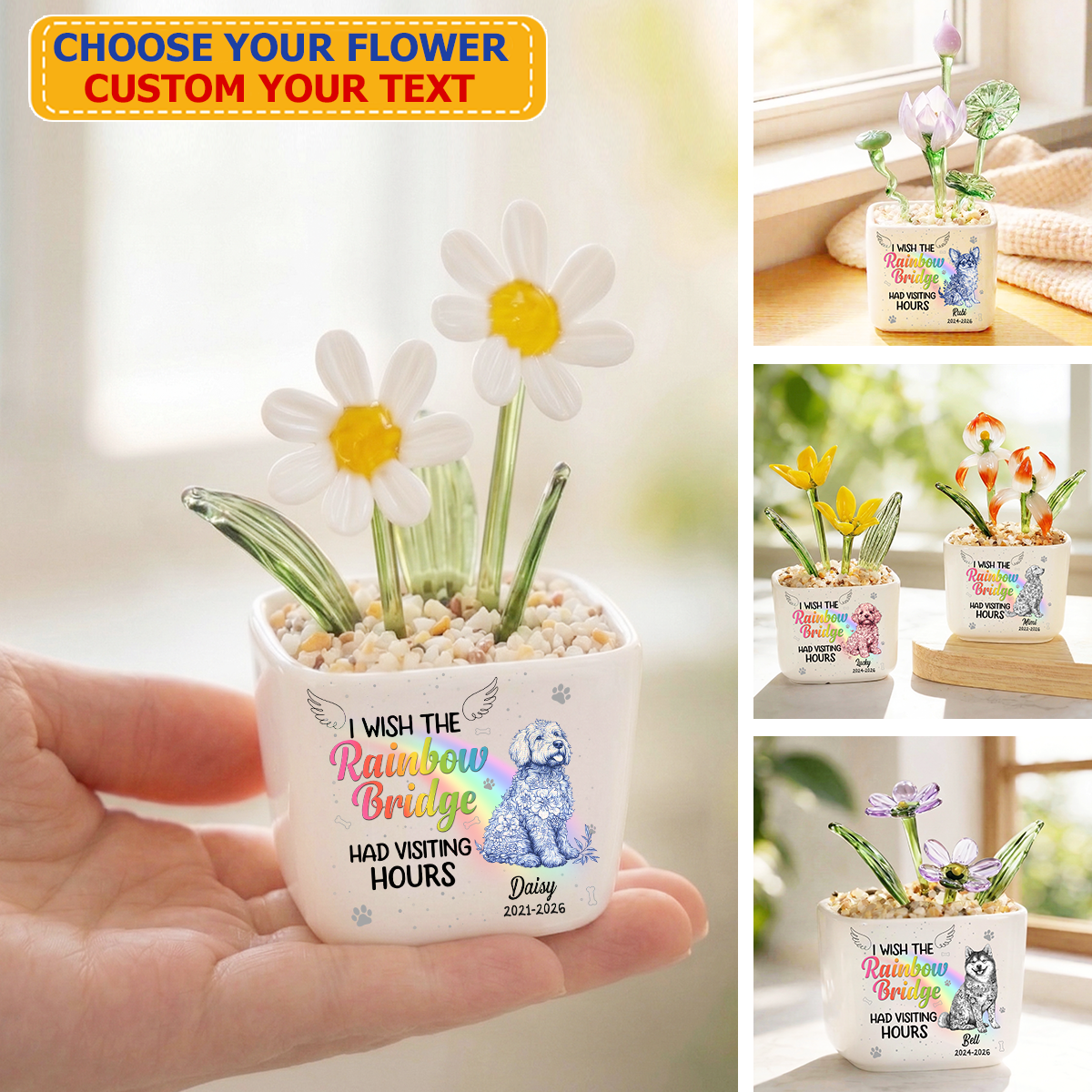 Piece Of My Heart Personalized Glass Everlasting Flowers