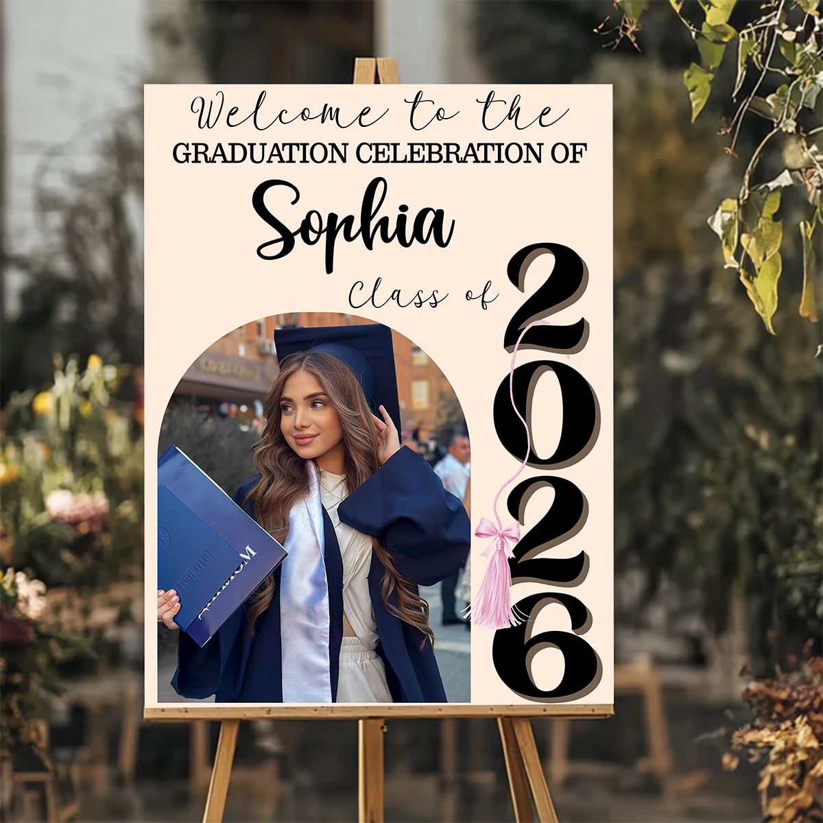 Class Of 2026 Graduation Bow Style - Personalized Welcome Sign