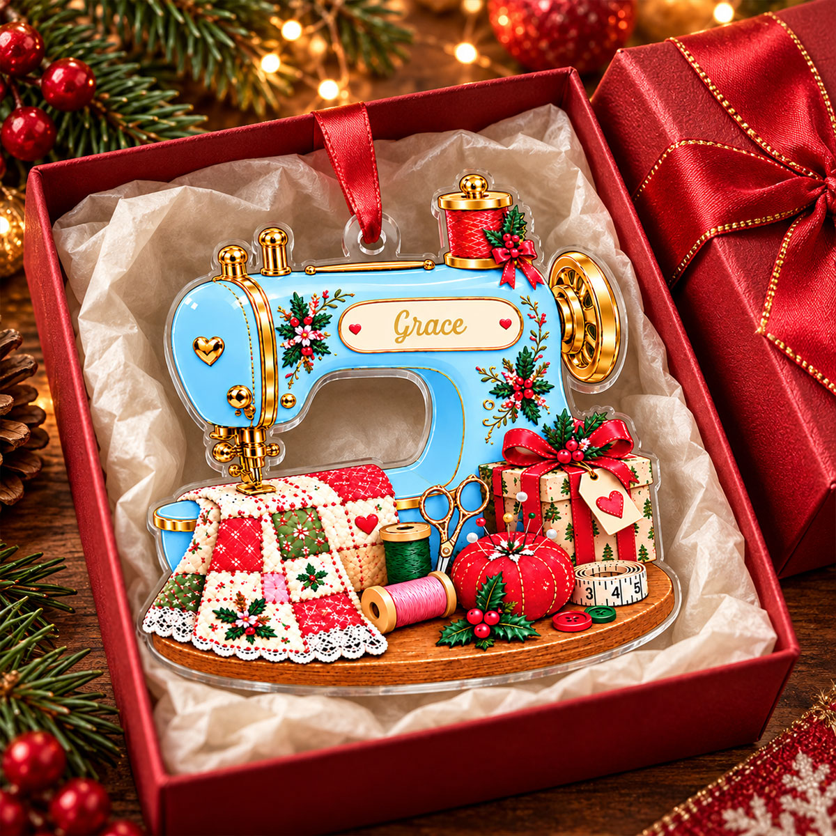 Sewing Machine Acrylic Ornament - Personalized Christmas Ornaments
