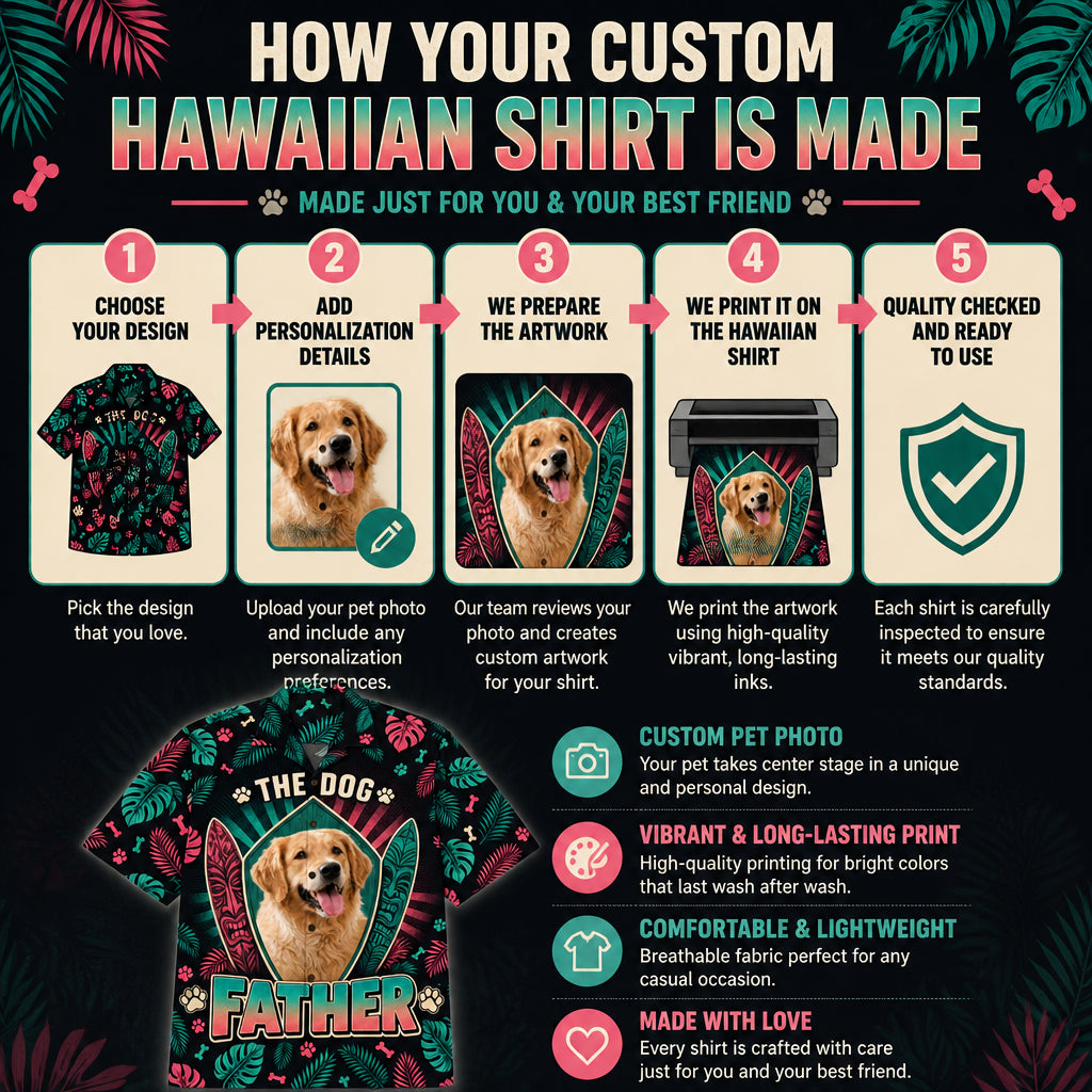 The Dog Father — Custom Pet Photo Hawaiian Shirt - How it is made