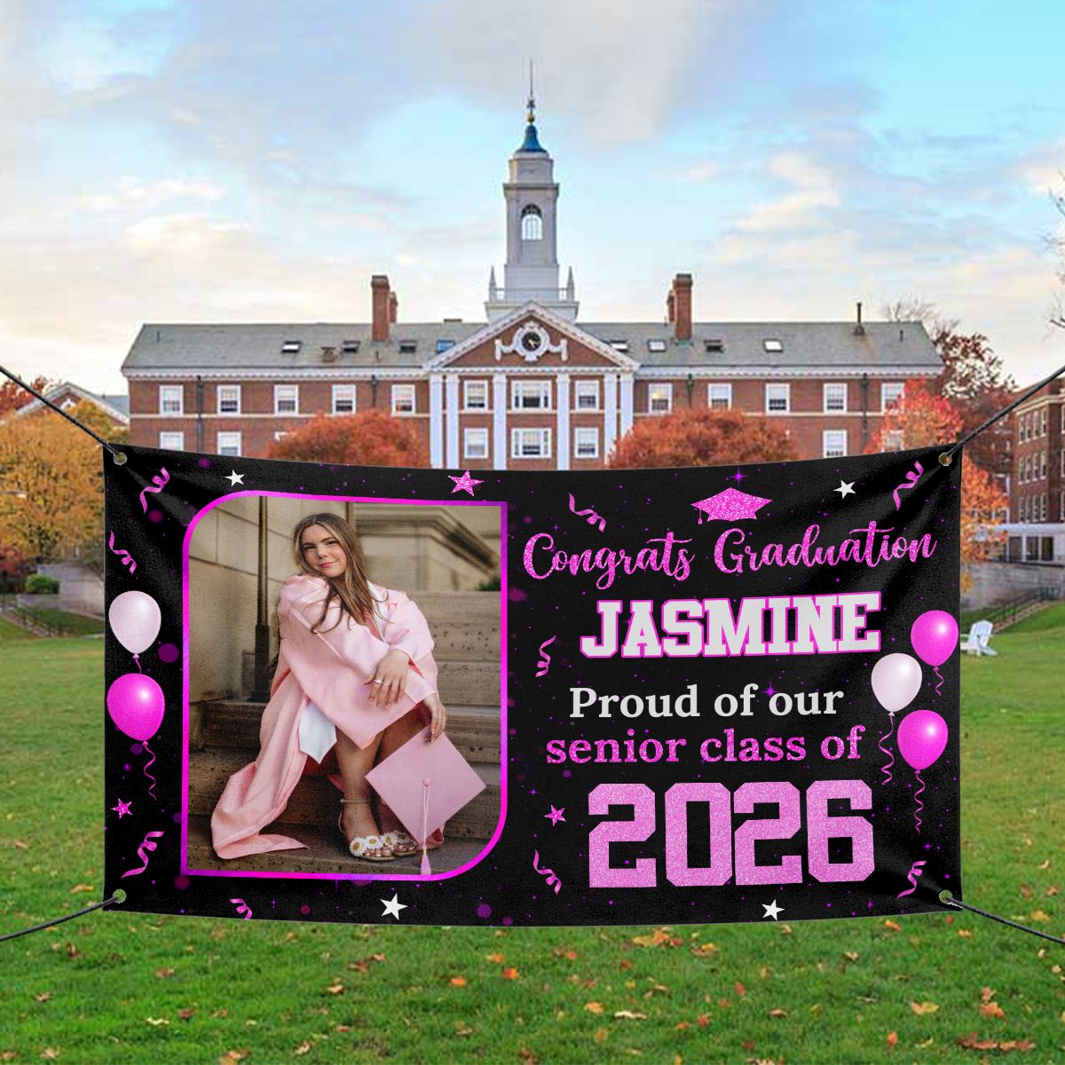 Personalized Graduation Banner, Graduation Party Decorations - Congratulations Photo Banner, Class of 2026 Banner