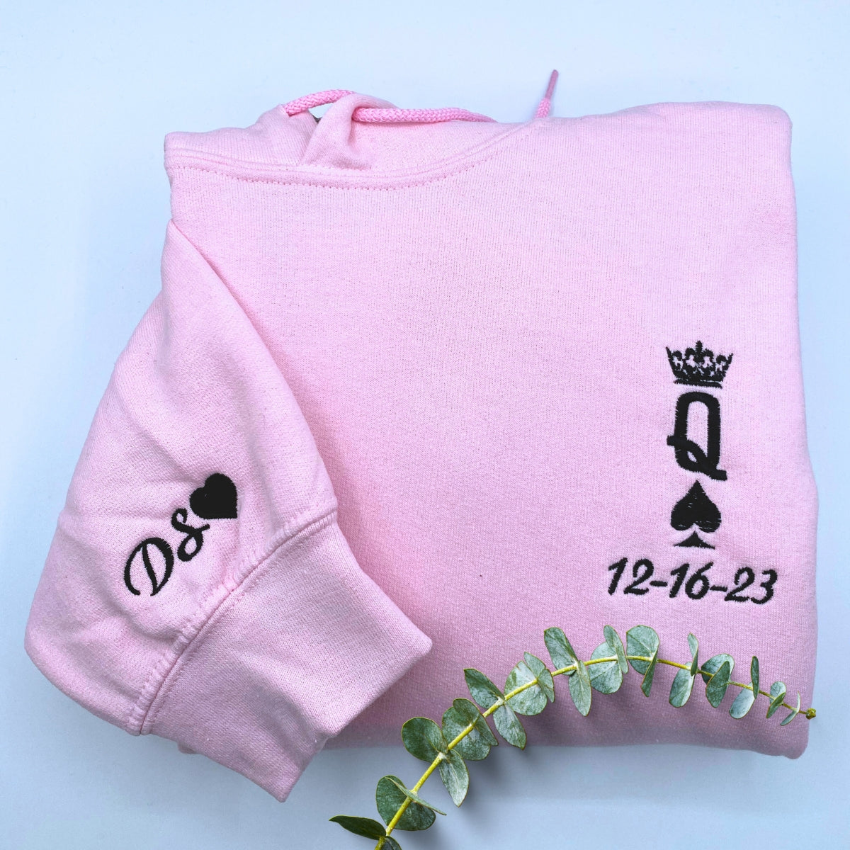 King and Queen Embroidered Sweatshirt Hoodie, Personalized Gift For Him Or Her