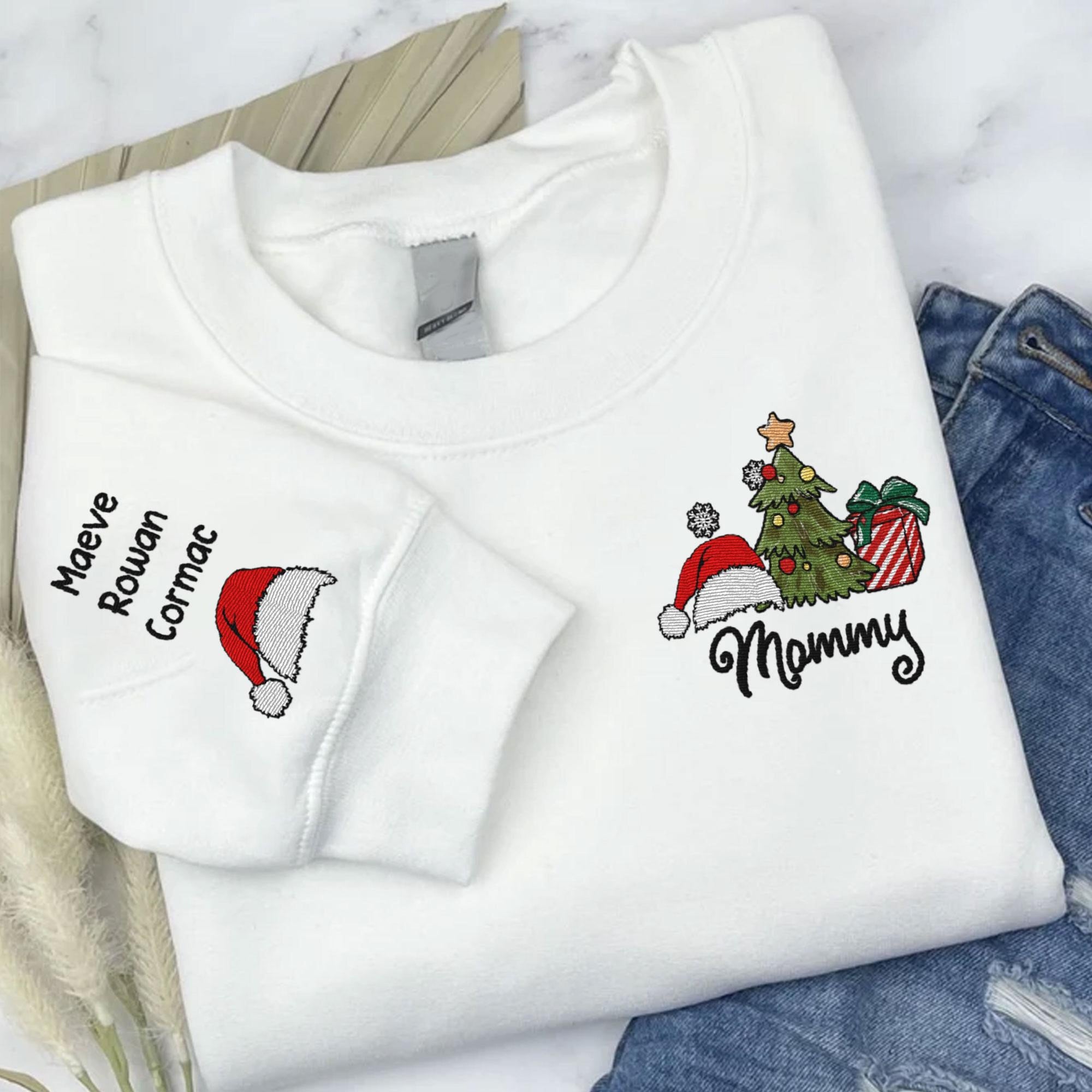 Personalized Grandma Embroidered Sweatshirt, Custom Christmas Nana Sweatshirt and Grandkids Names On Sleeve, Christmas Gift for Mom, Nana 3_5ca83020-0686-4fc5-a6ba-01925bd91251.jpg