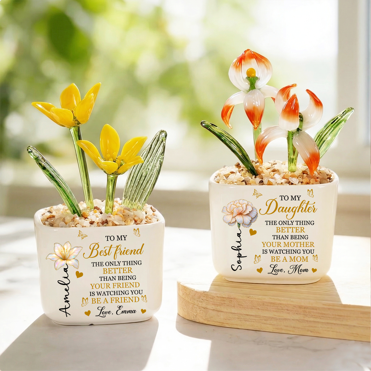 Being Your Mother Personalized Glass Everlasting Flowers