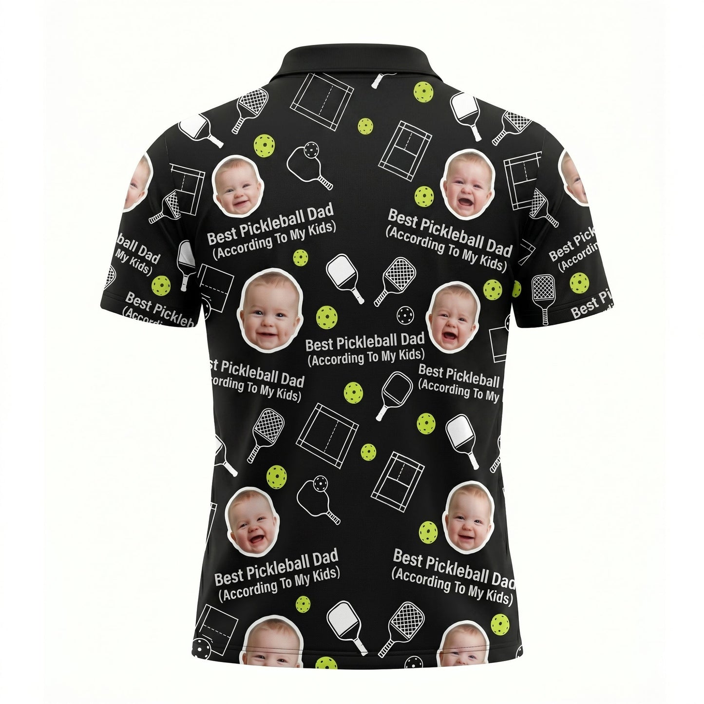Best Pickleball Dad Custom Kids Photo Polo Black