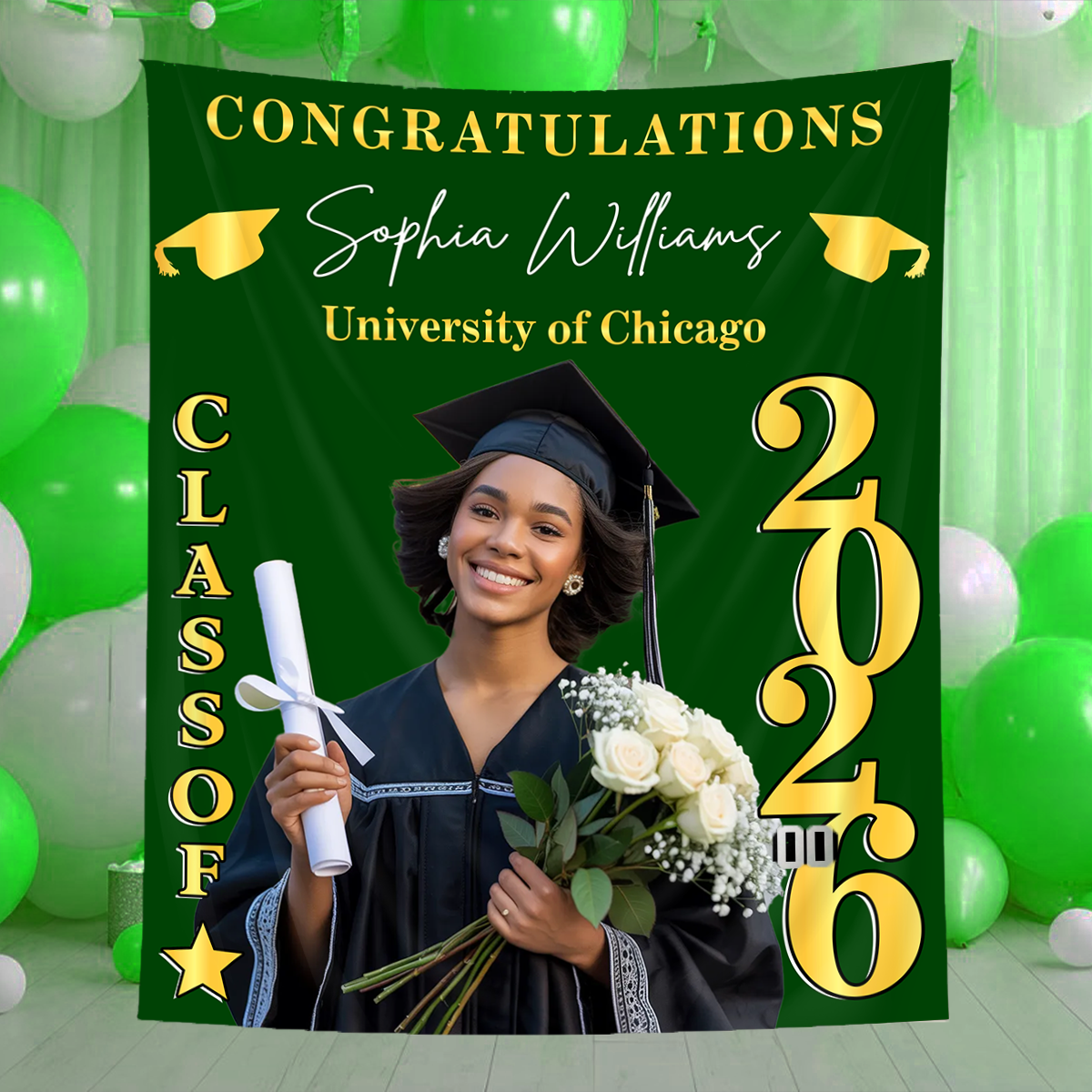Class Of 2026 Photo Personalized Graduation Backdrop