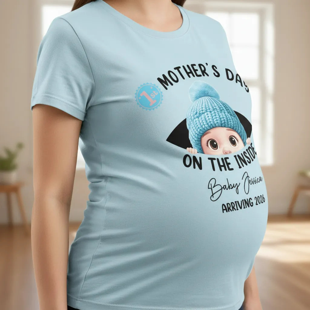 Baby First Year On The Inside With Mom - Personalized T Shirt
