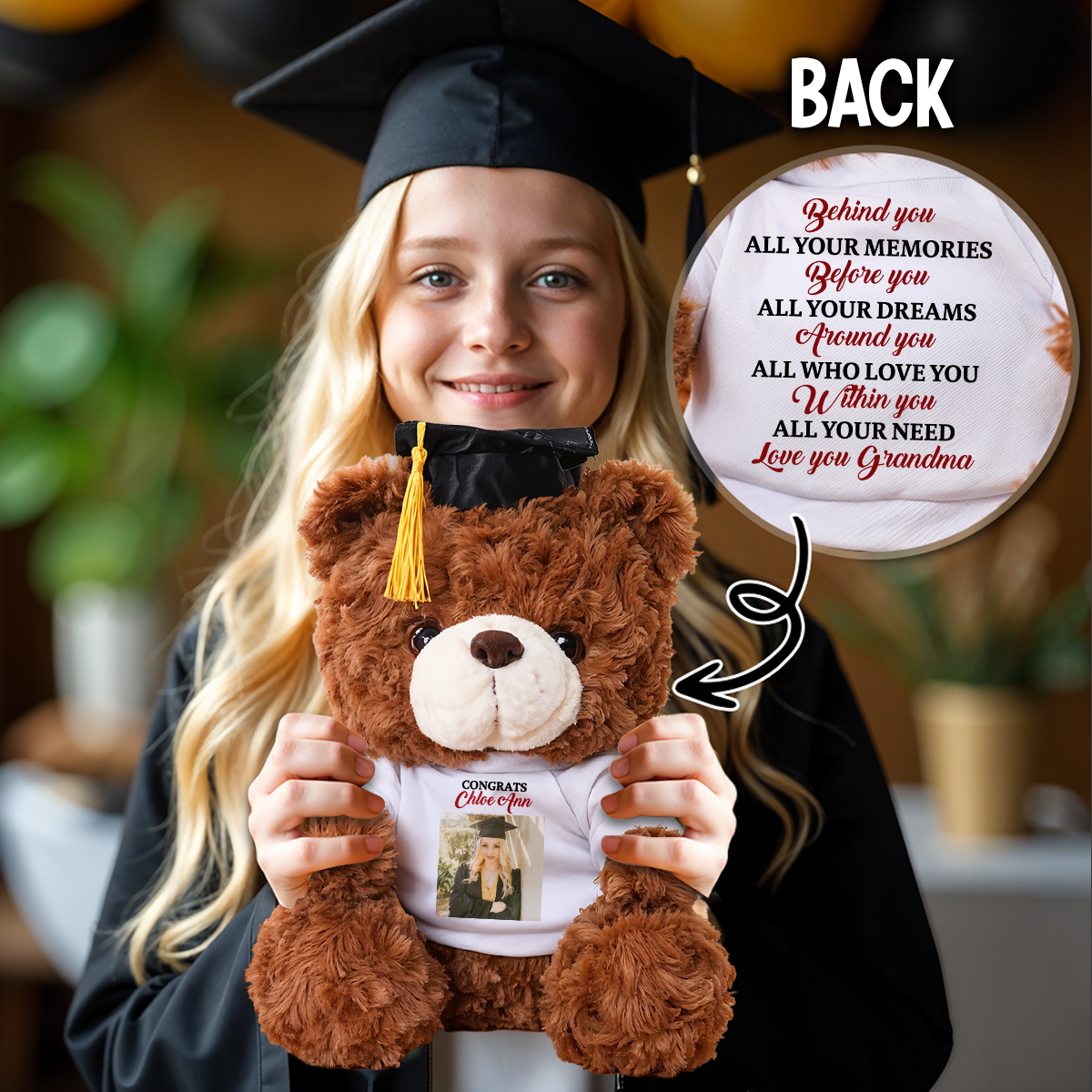 Graduate Bear - Teddy Bear With Personalized Shirt
