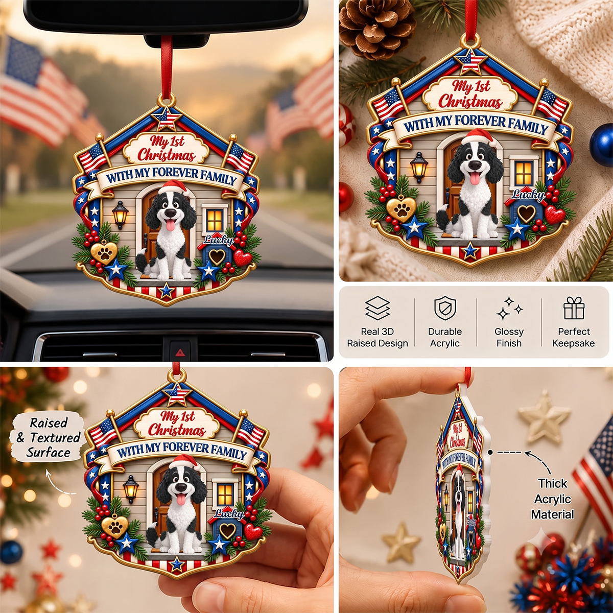 Merry Woofmas - Personalized Real 3D Raised Ornament