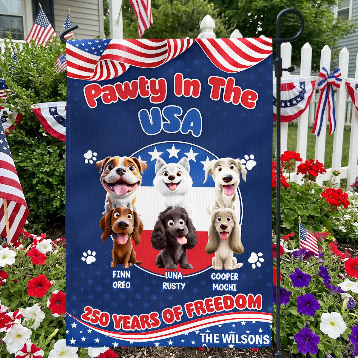 Pawty In The USA 250 Years Of Freedom - Personalized Flag
