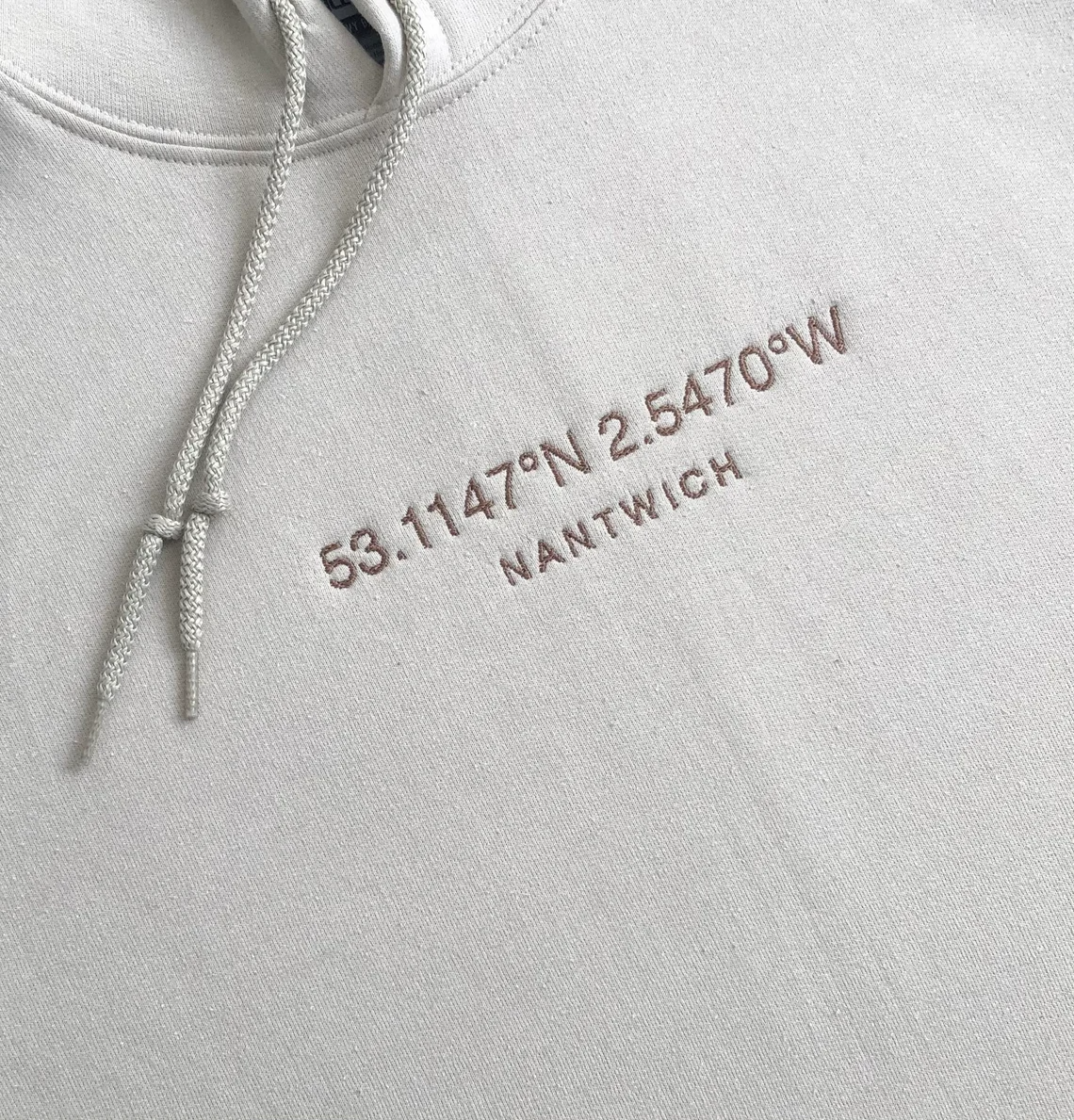 Custom Longitude and Latitude Location Embroidered Sweatshirt Hoodie