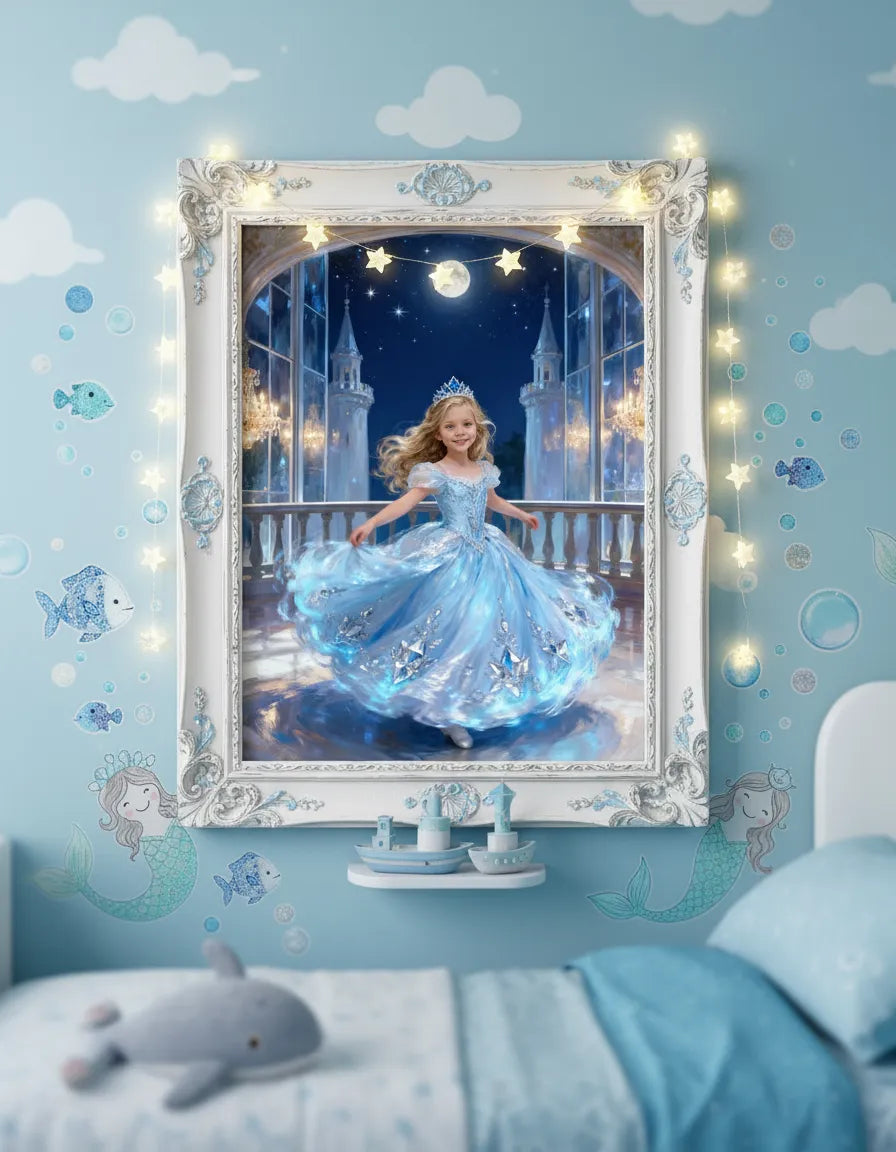 Personalized Princess Portrait Custom Fairy Tale Girl Poster Canvas