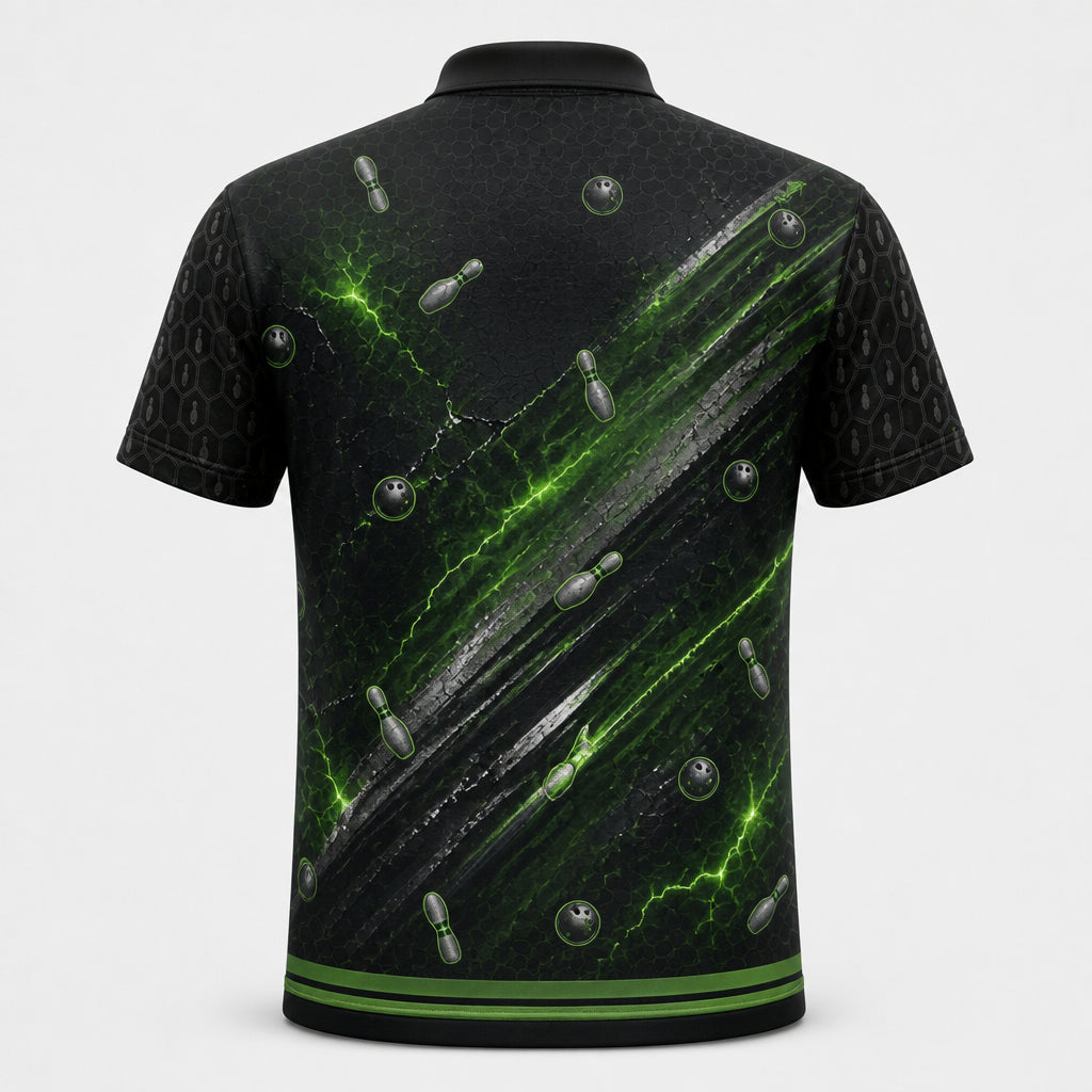 Personalized Electric Snake Bowling Polo Shirt – Custom Name, All-Over Print