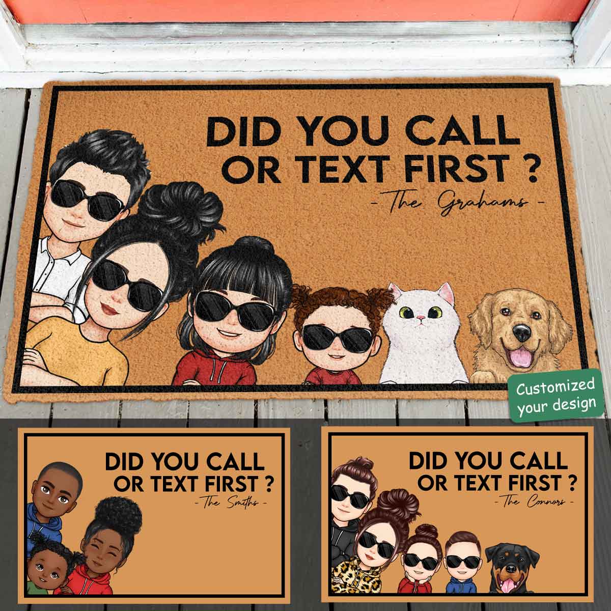 Did You Call Or Text First - Personalized Doormat - Birthday, Loving, Funny, Home Decor Gift For Family, Sisters, Brothers, Siblings, Family Member, Dog lover, Cat Lover BANNER_2_6a632f32-f375-412d-ac21-240a1ef1c05b.jpg