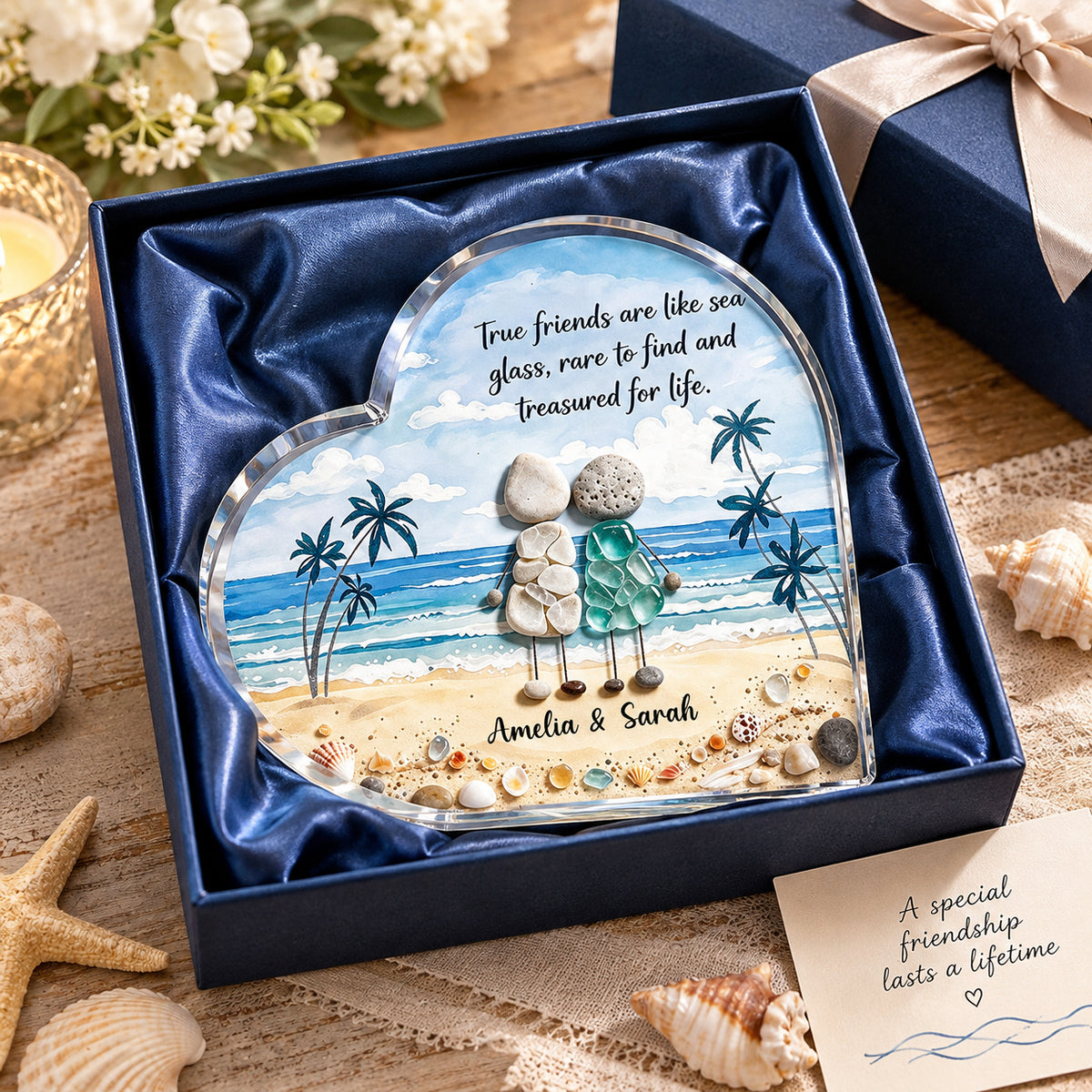 True Friends Are Like Sea Glass - Personalized Heart Acrylic Plaque
