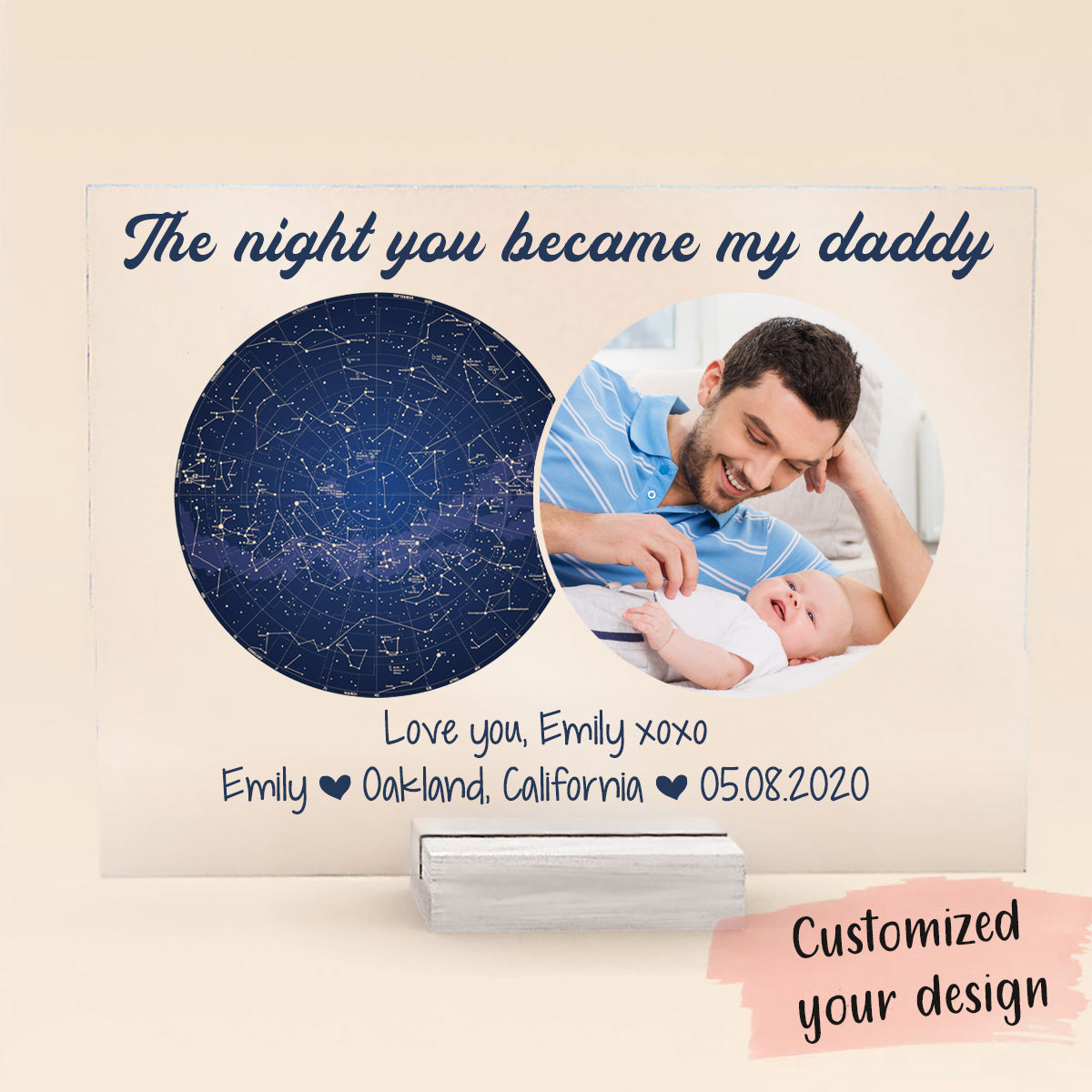 The Night You Became My Daddy - Personalized Acrylic Plaque - Gift For New Dad, Father's Day Bn-fb-644ea694e15f970008cbdce9.jpg