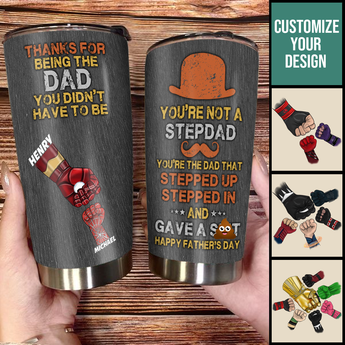 Thanks For Being The Dad You Didn't Have To Be - Personalized Tumbler - Gift For Bonus Dad, Stepdad, Father's Day, Birthday Gift Bn-fb-647058a5ac9a0200082df548.jpg