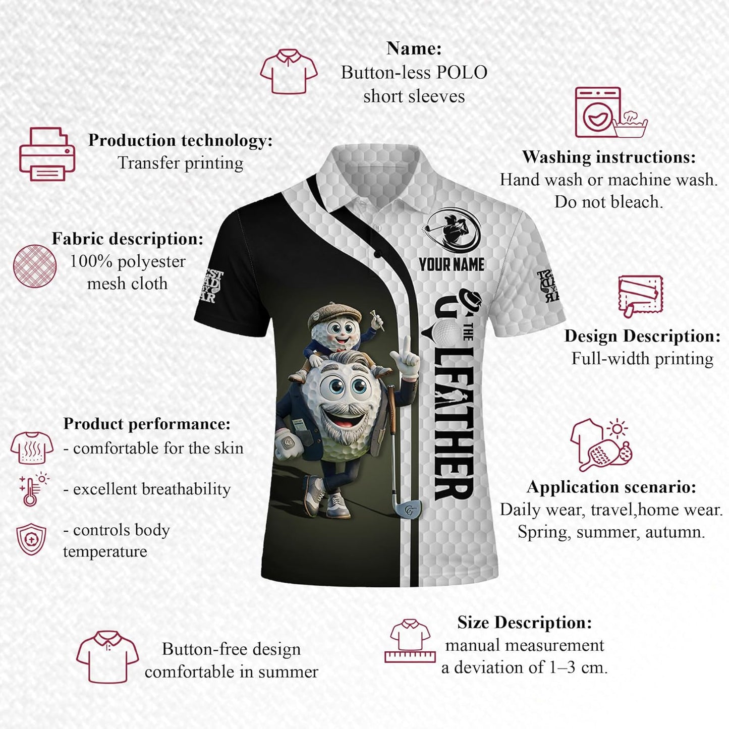 HIE26022702 CustomNameGolfPoloShirtCartoonGolfBallFatherSonGraphicBlackWhitePerformanceShirt4.jpg