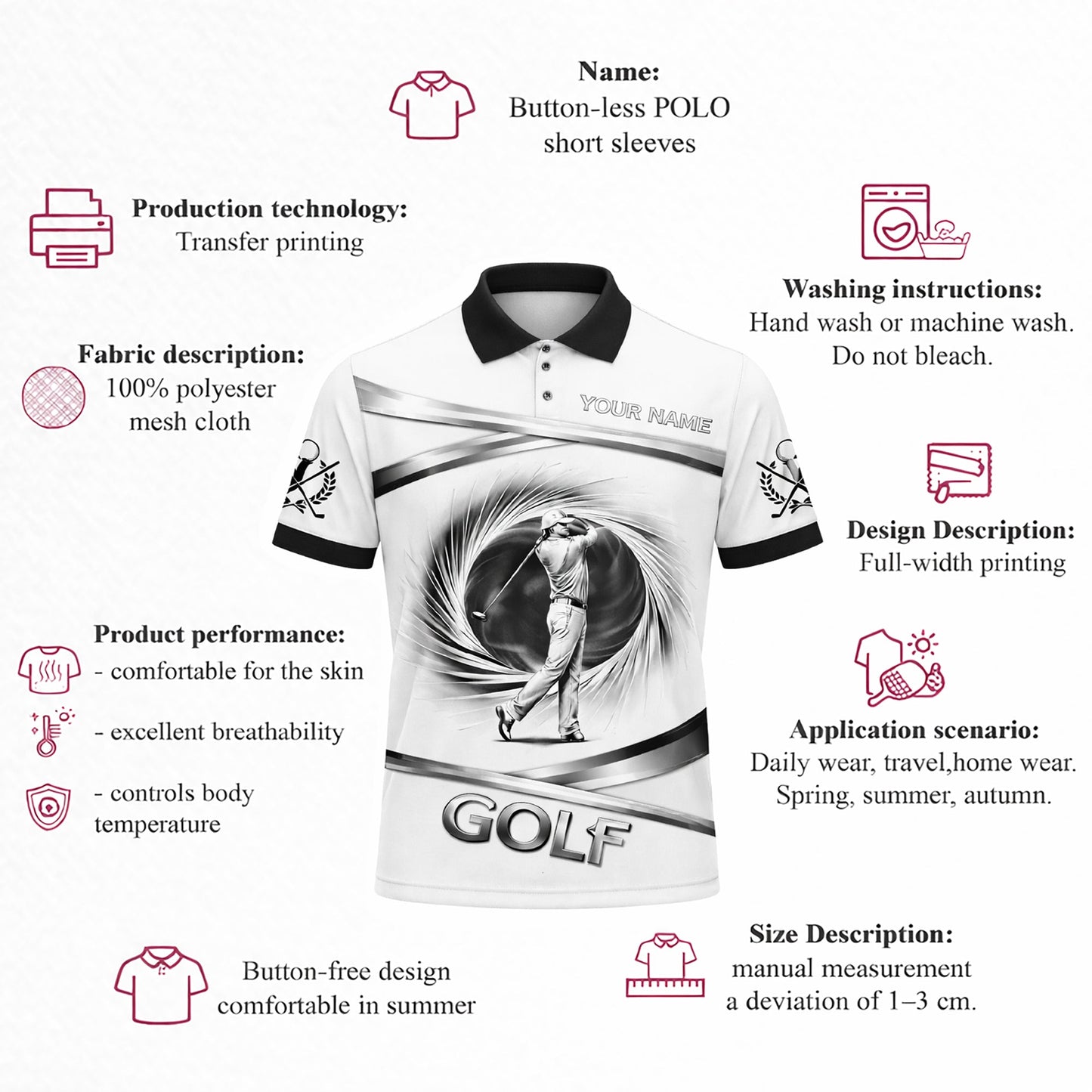 Golf Polo Shirt Custom Name Black White Classic Golf Player Performance Short Sleeve Unisex GIA26033002_4.jpg