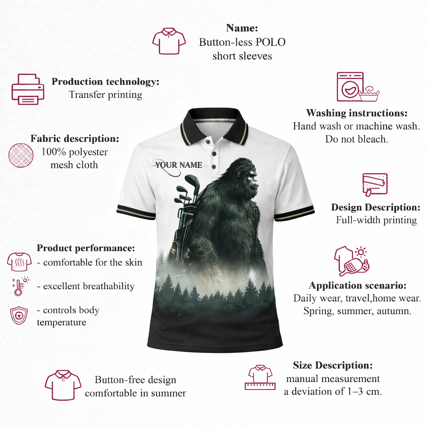 Personalized Bigfoot Golf Polo Shirt Funny Golfer Sasquatch Design Custom Name Breathable Performance Tee GIA26040103_4.jpg