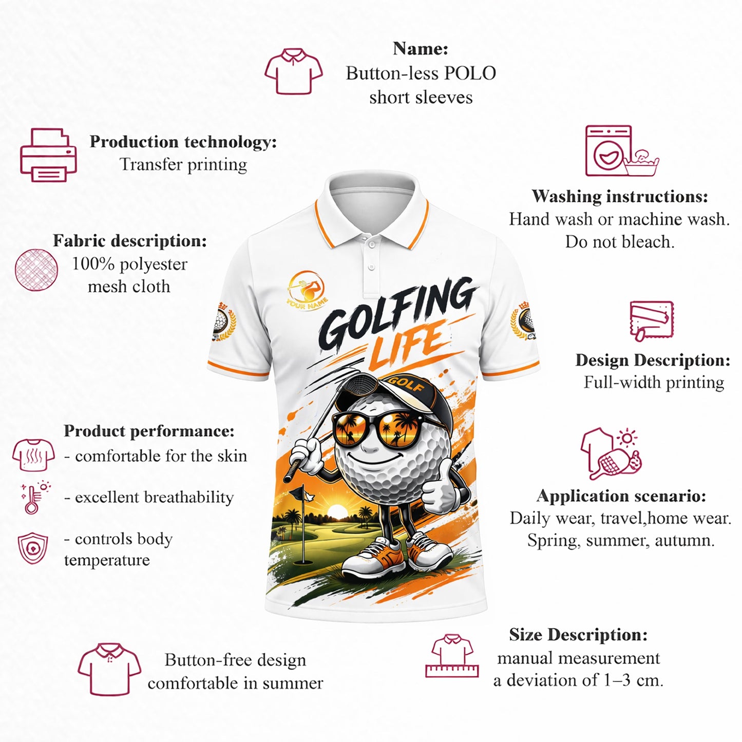 Custom Golf Beer Polo Shirt for Men, Funny Golf Ball Graphic Collared Golf Shirt, Personalized Name Casual Polo for Golf Lovers GIA26040605_4.jpg