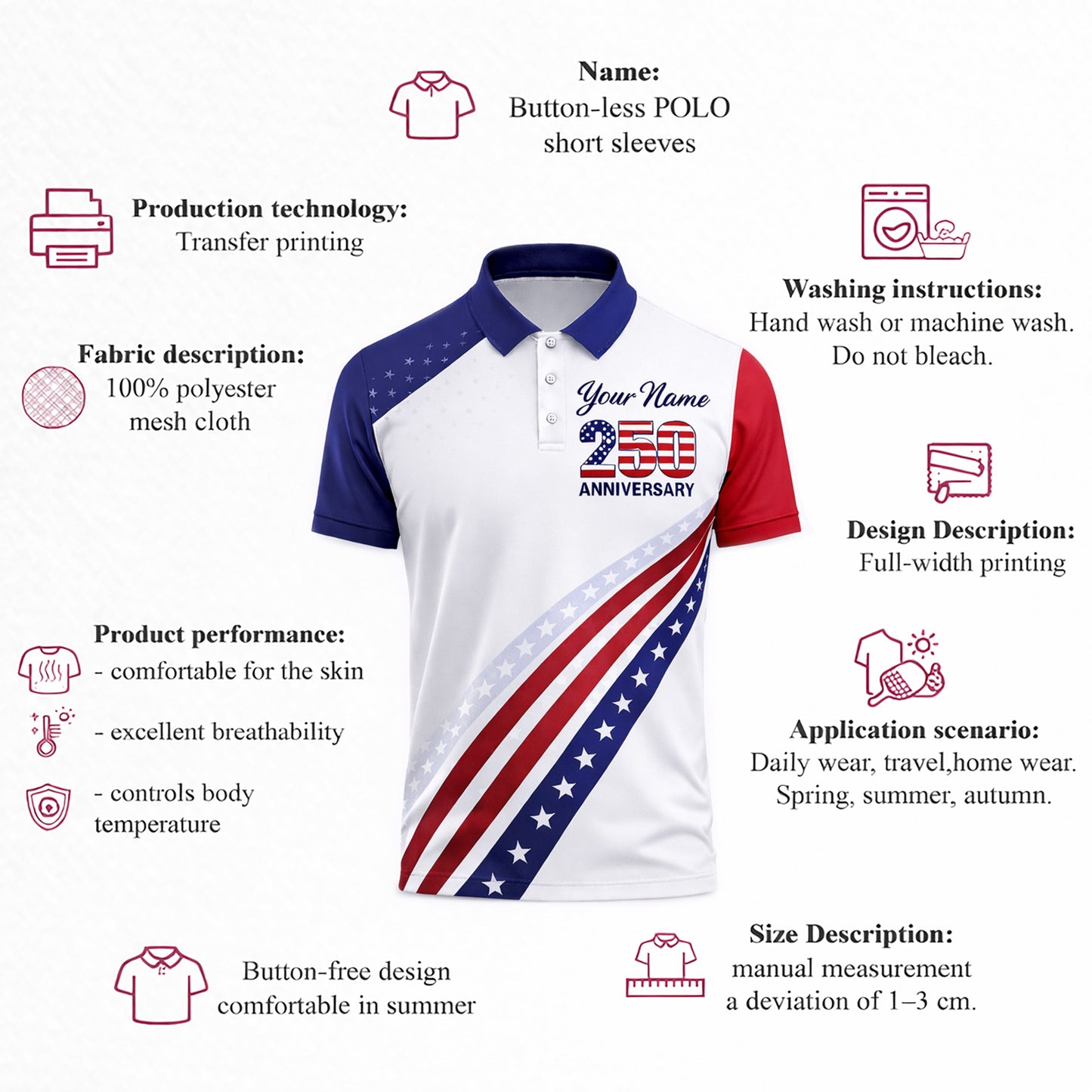 Patriotic Polo Shirt 250 Years Anniversary Freedom Eagle Custom Name USA Flag Design Unisex GIA26040805_4.jpg