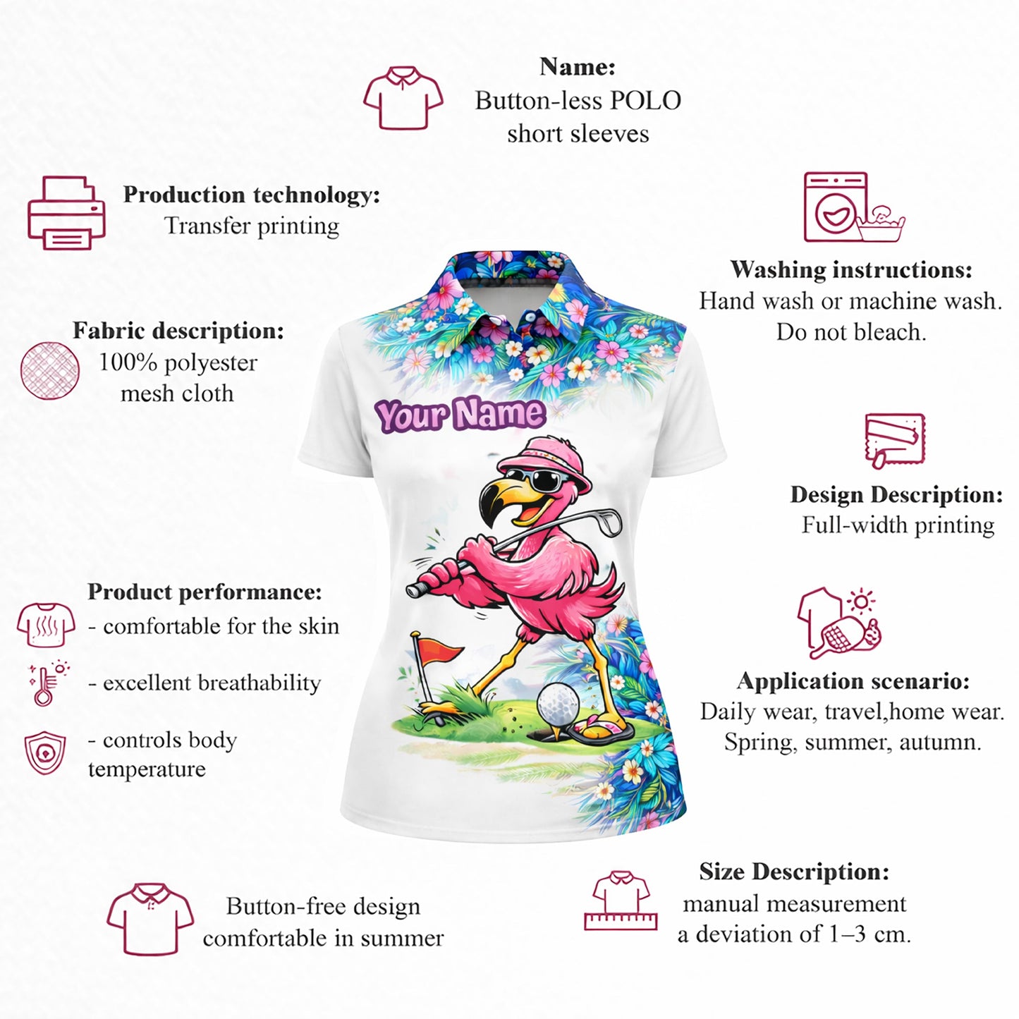 Personalized Flamingo Golf Polo Shirt Funny Tropical Golf Bird Custom Name Team Shirt Performance Tee GIA26040905_4.jpg