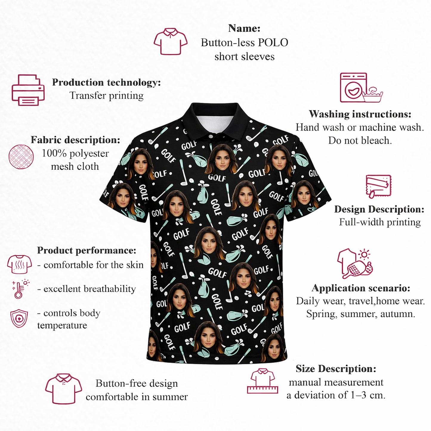 Custom Photo Face Golf Polo Shirt Women Black Mint GIA26041502_4.jpg