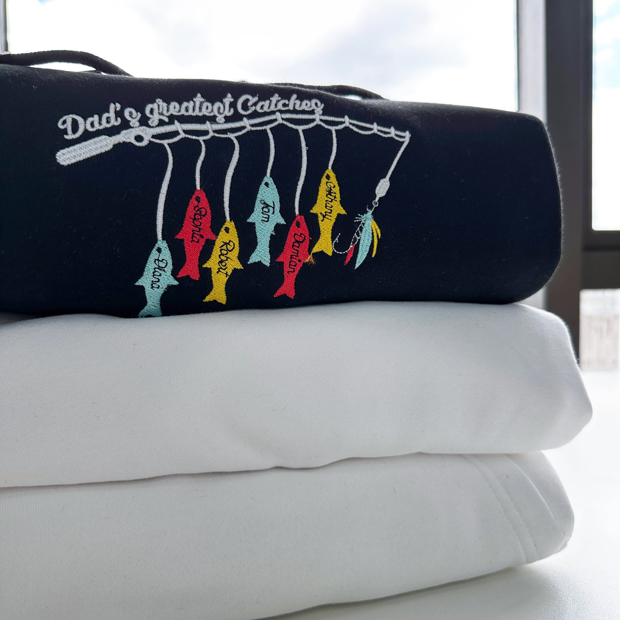 Papa Greatest Catch - Personalized Embroidered Apparel - Gift For Father IMG_2898.jpg?v=1742187622