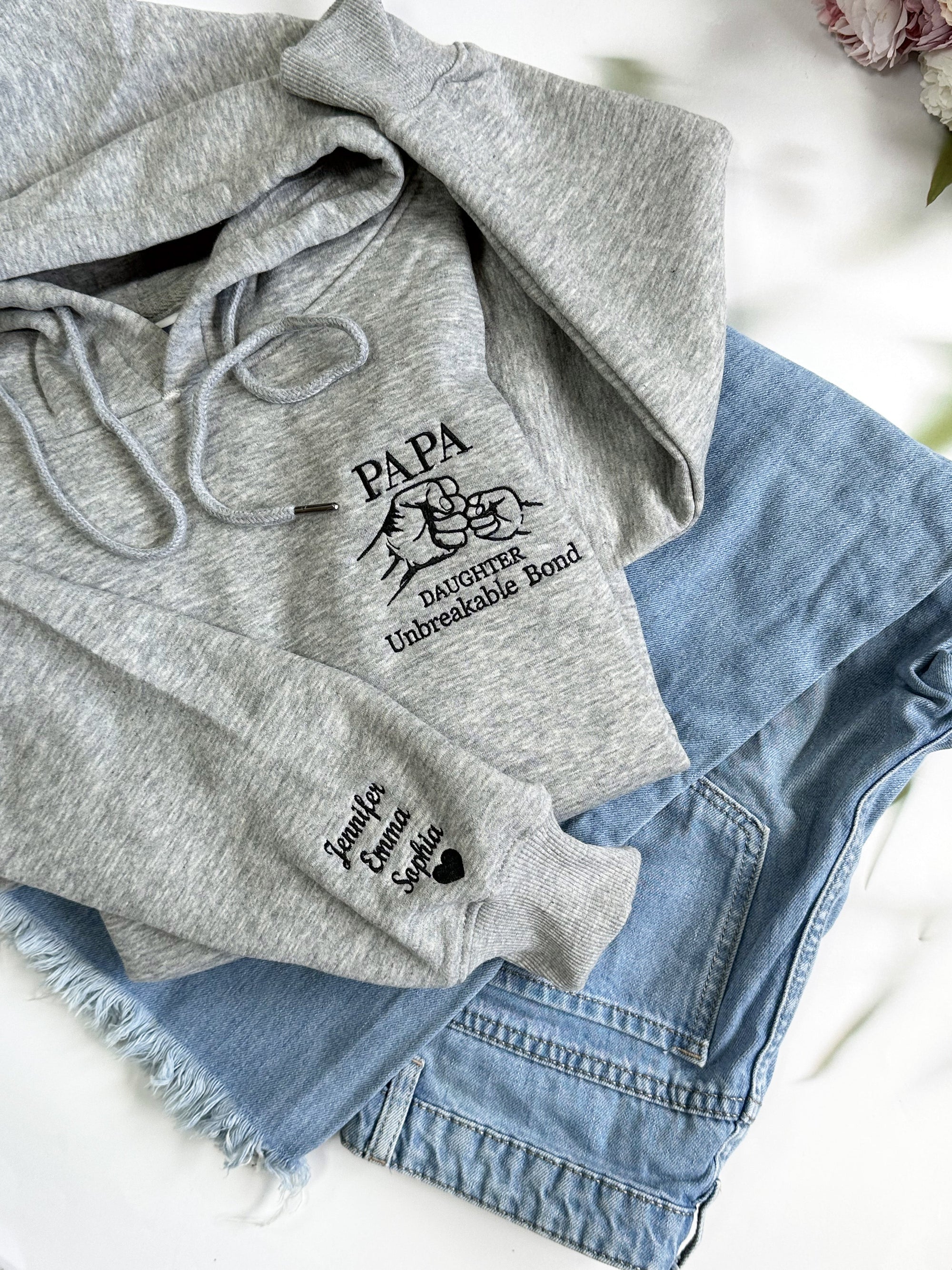 Unbreakable Bond Father And Children Name - Personalized Embroidered Apparel - Gift For Father IMG_6453.jpg?v=1742187605