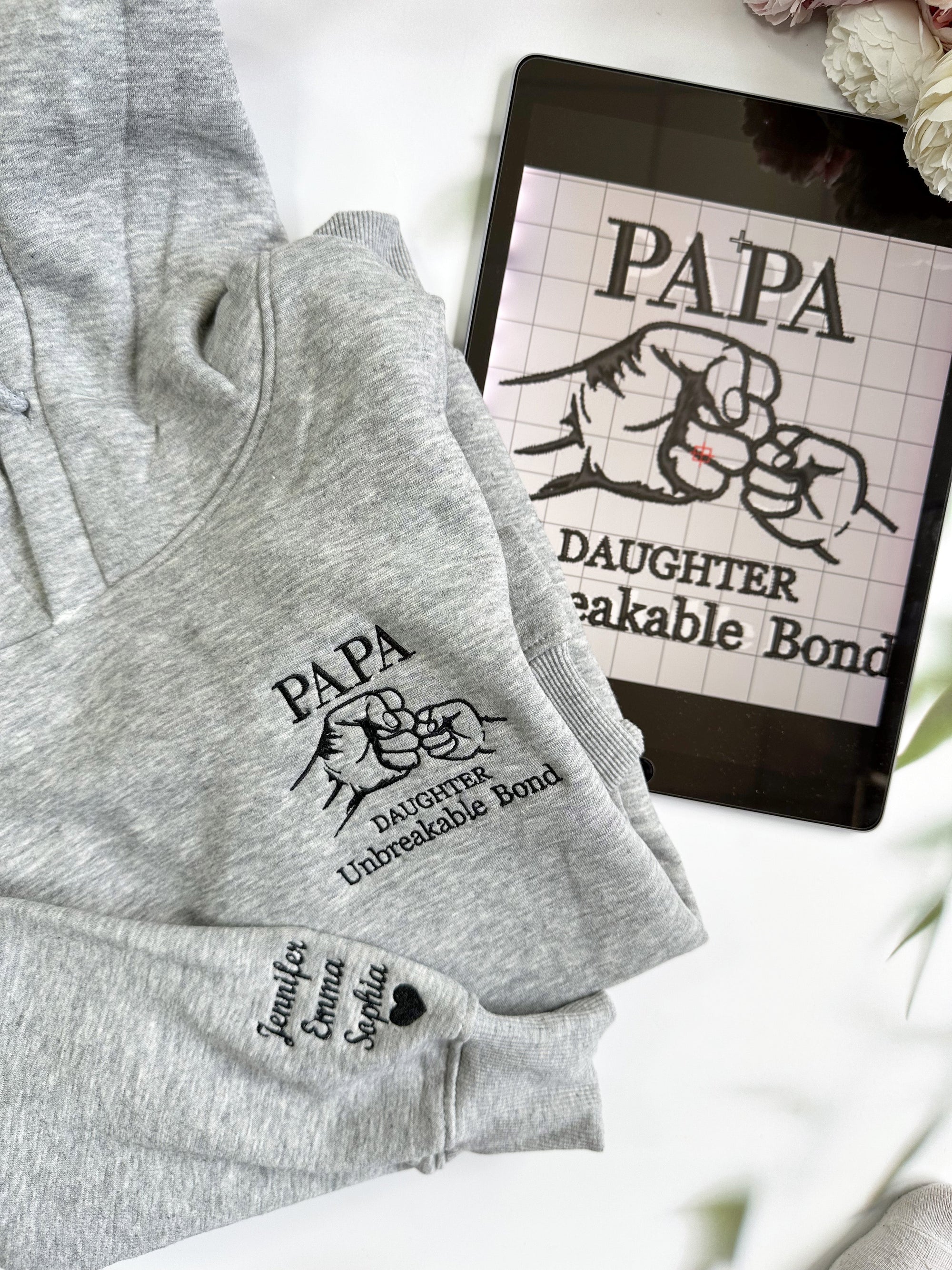 Unbreakable Bond Father And Children Name - Personalized Embroidered Apparel - Gift For Father IMG_6468.jpg?v=1742187605