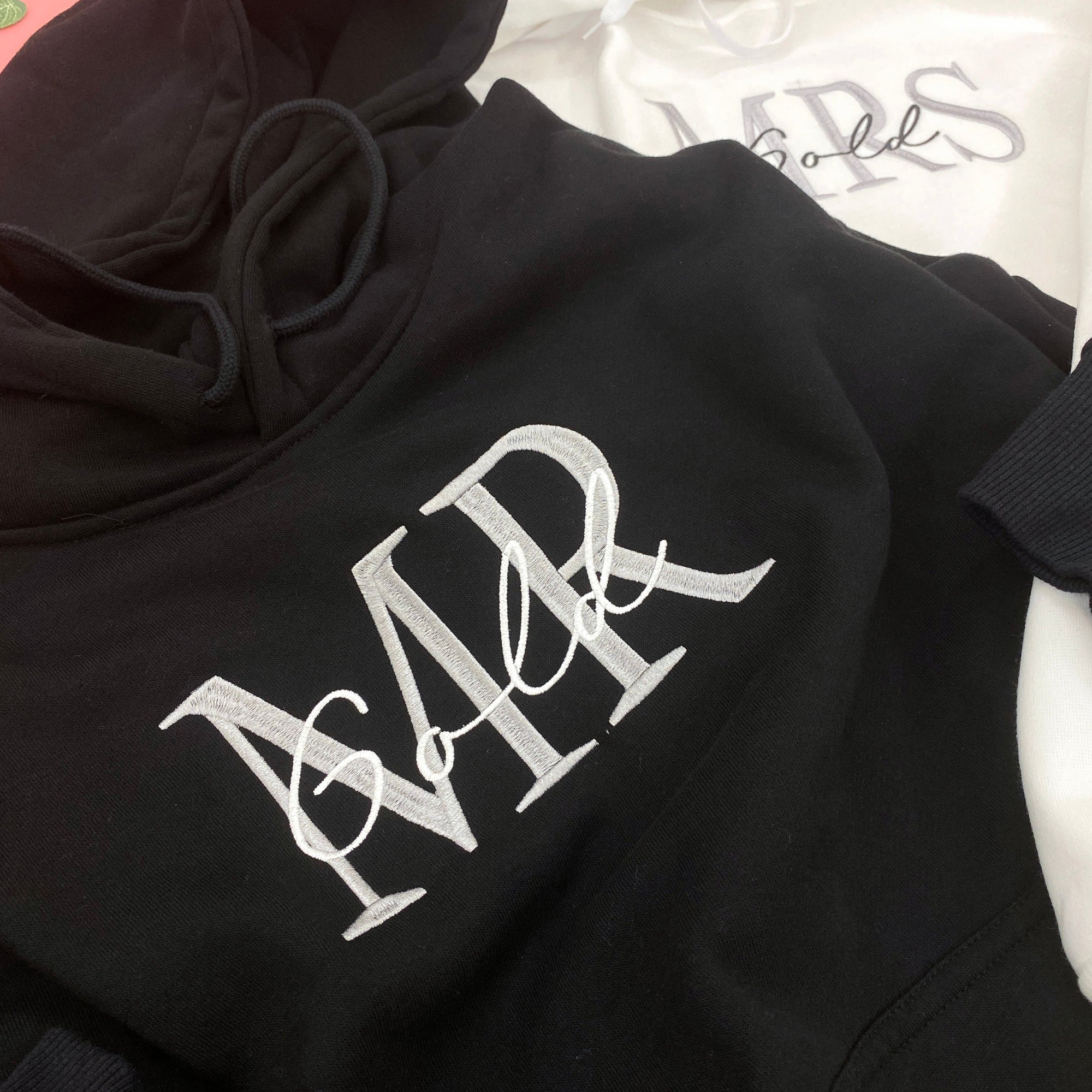 Mrs And Mr Embroidered Sweatshirt, Date On Sleeve IMG_E3470.1.jpg