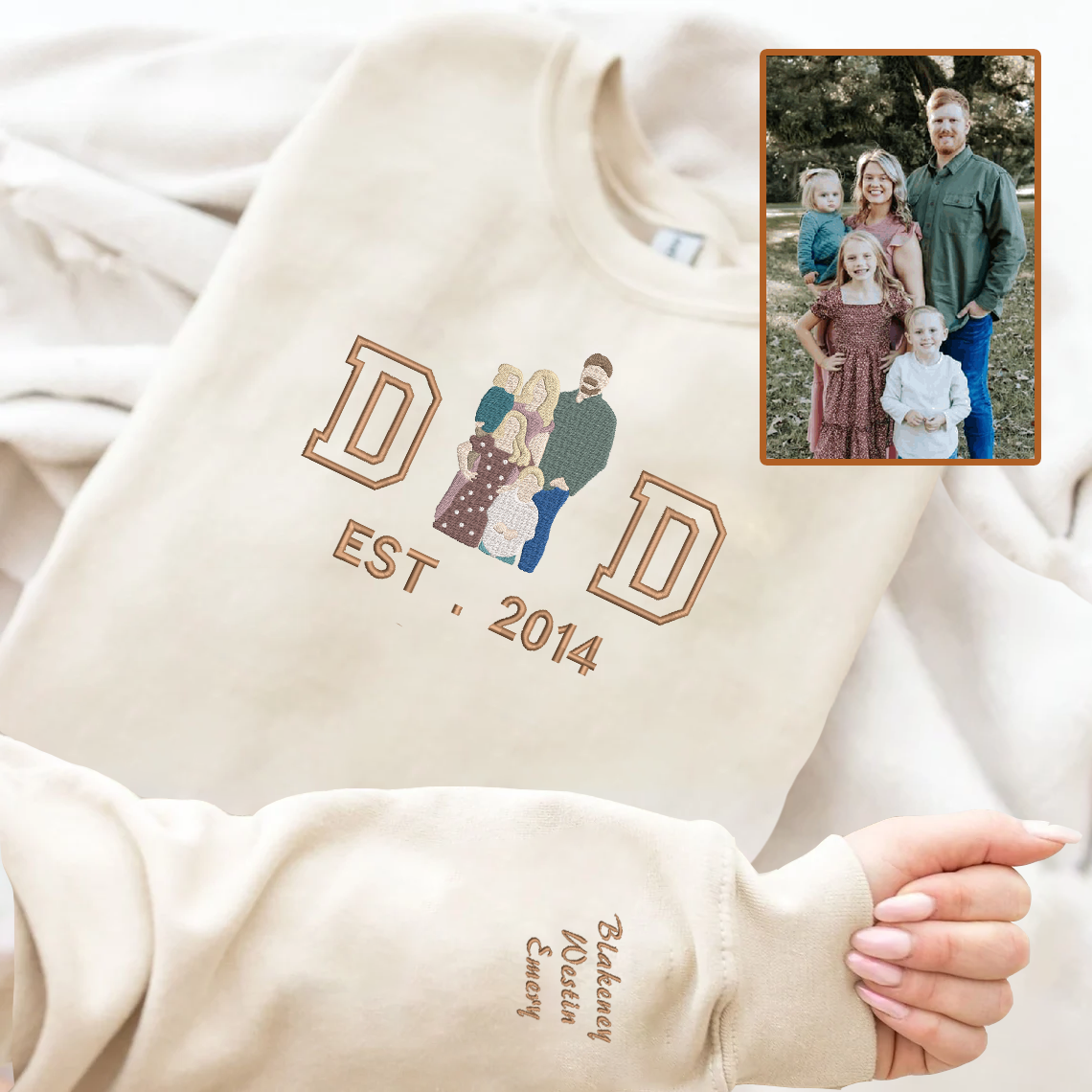 Father's Day Personalized Embroidered Family Photo Shirt b.png