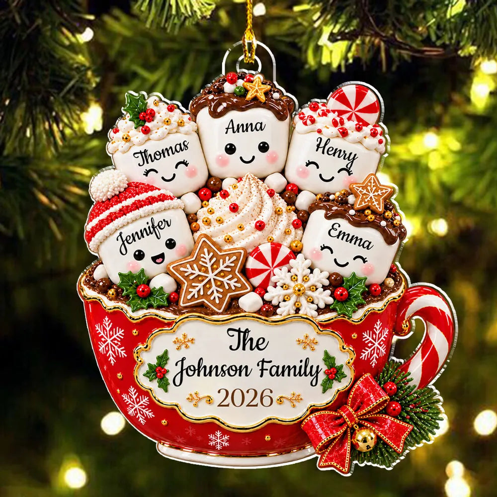 Personalized Hot Cocoa Family Christmas Ornament, Custom Names & Family Name, Marshmallow Mug Keepsake, Christmas Gift for Families b72706c3-eec0-44b0-93d9-d590510523ce-banner-5.webp